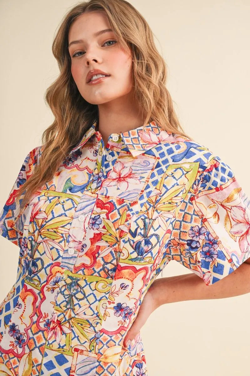 Painted Tile Floral Dress