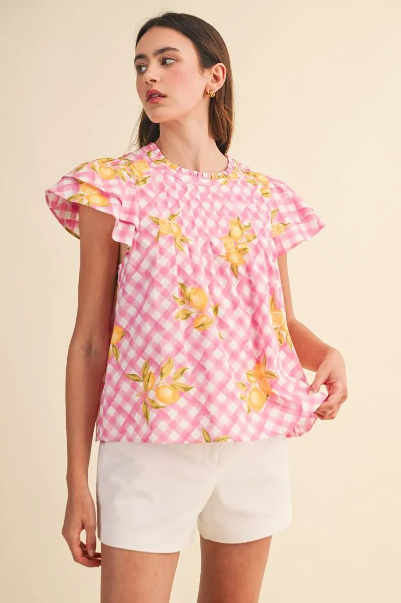 Pink Lemonade Flutter Top