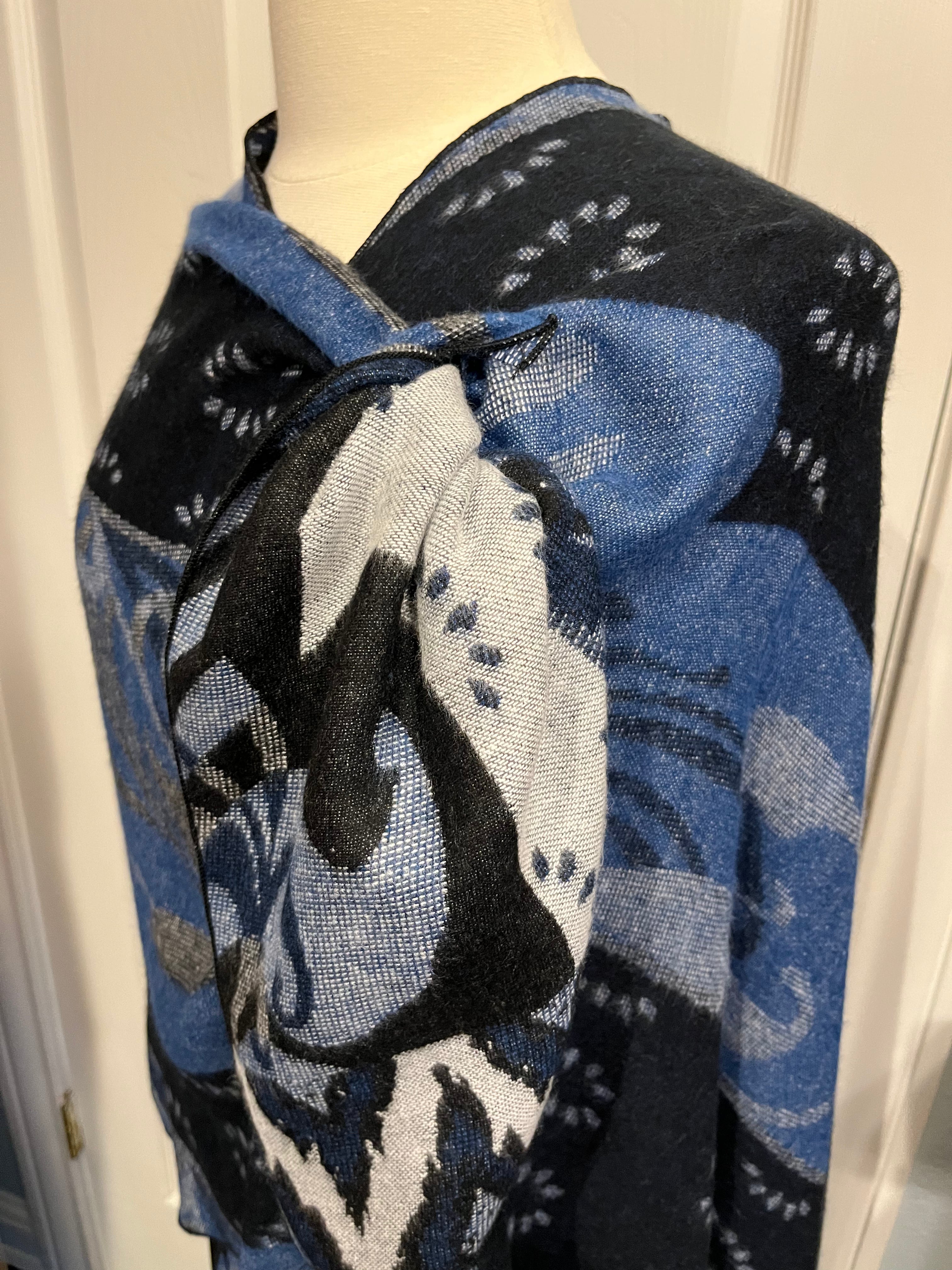 Shades of Denim Reversible Cashmere Shawl