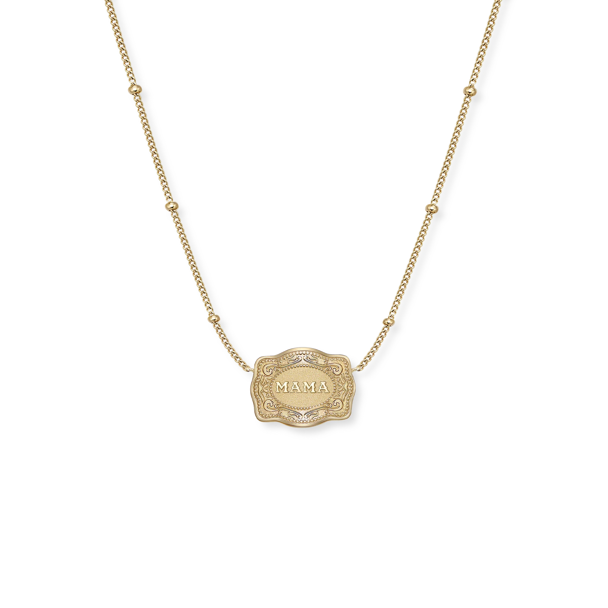 SpurWest Ultra Mini Belt Buckle Mama Necklace - Gold