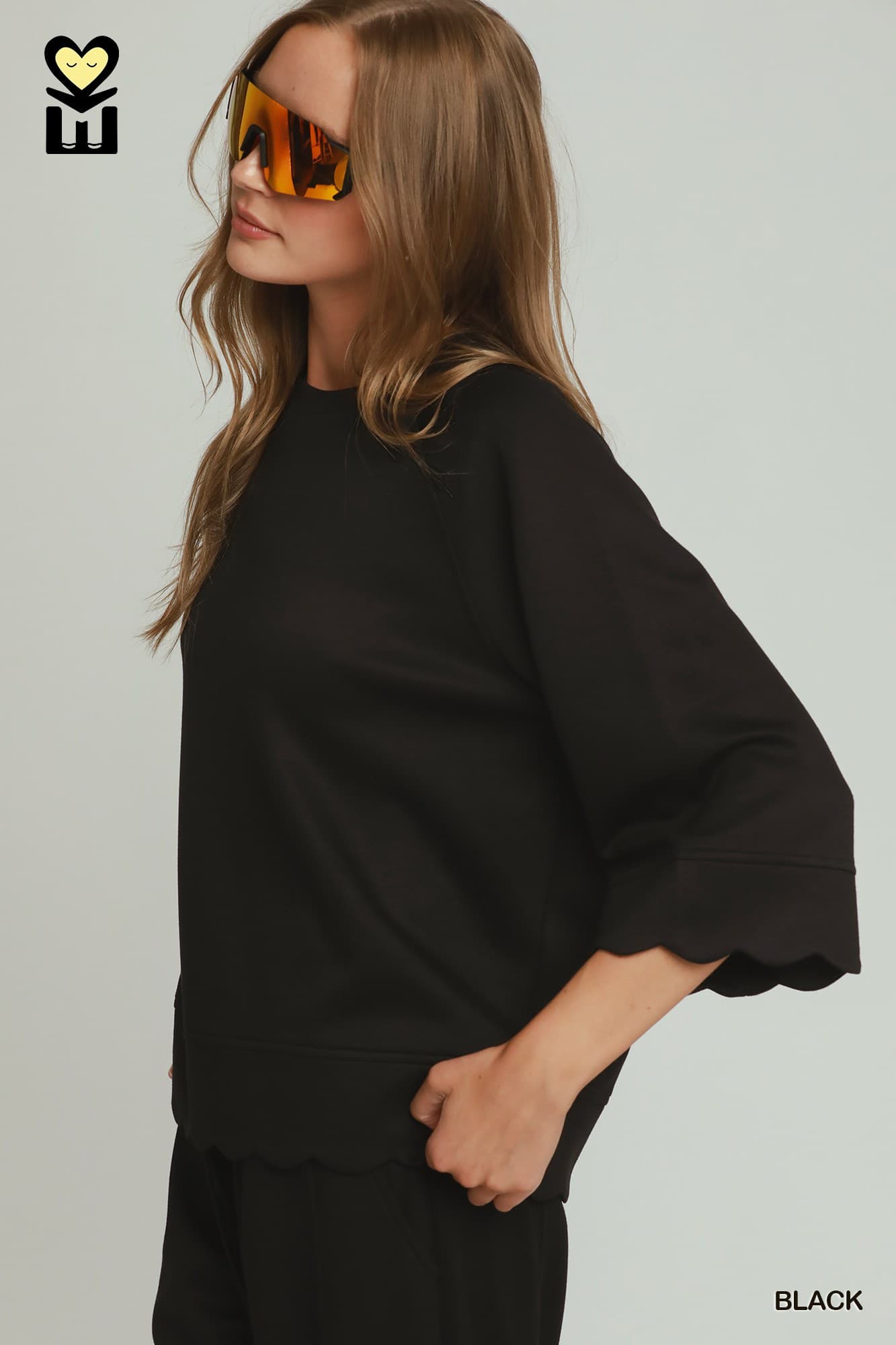 Black LuxeKnit Scalloped Pant & Top Set