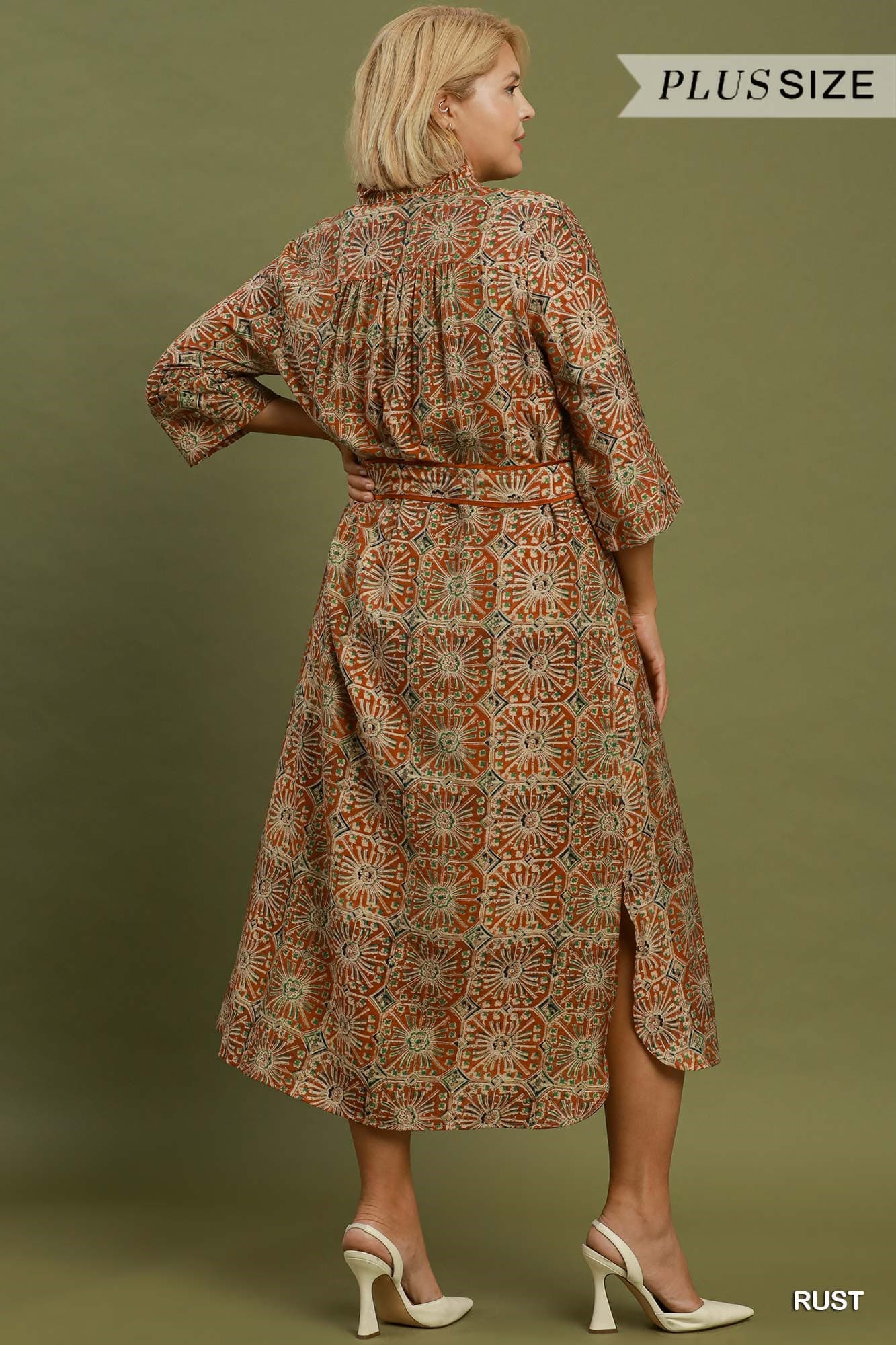 Rust Mosaic Midi Dress