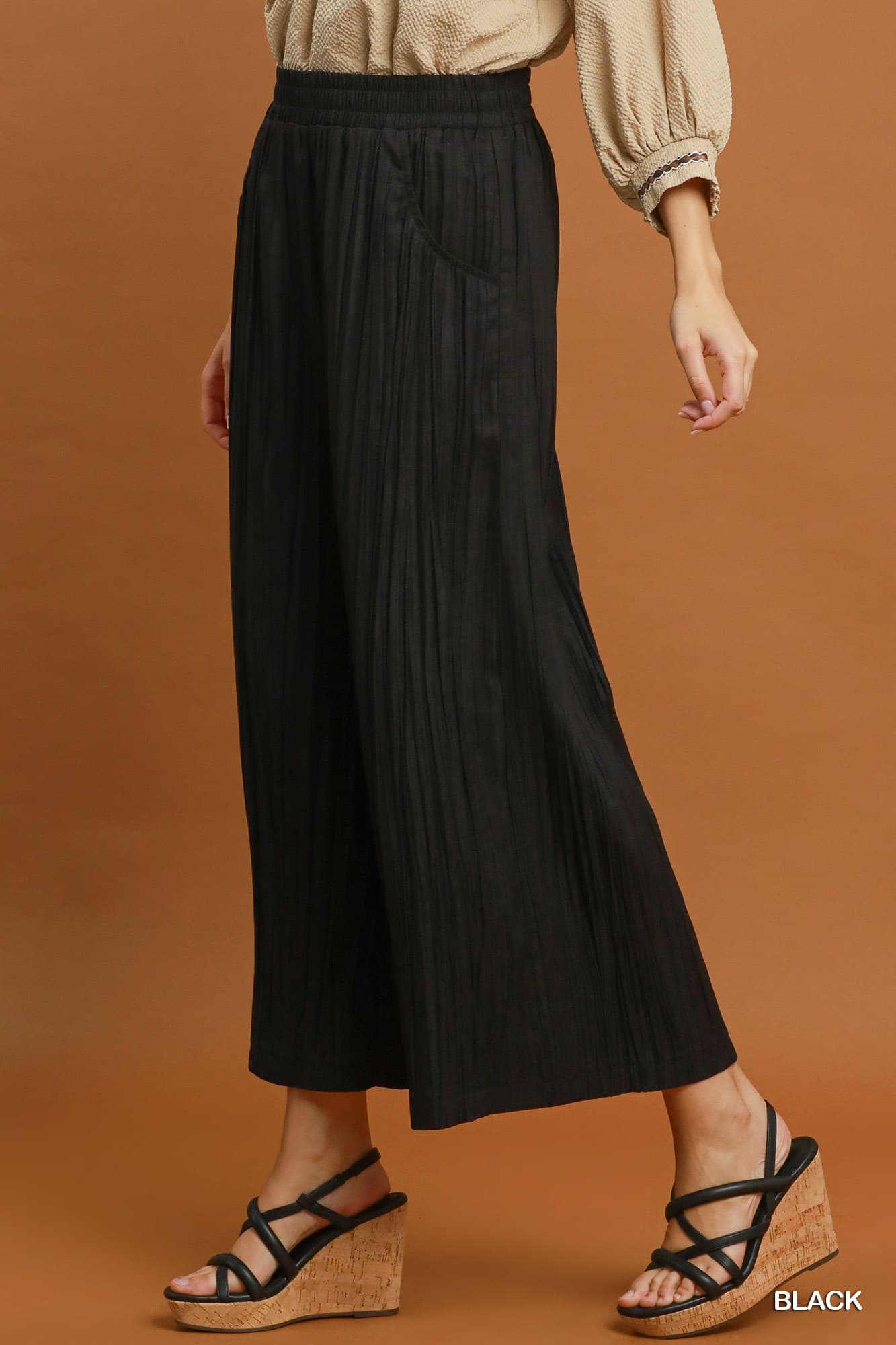 Black  Pleated Wide Leg Pants