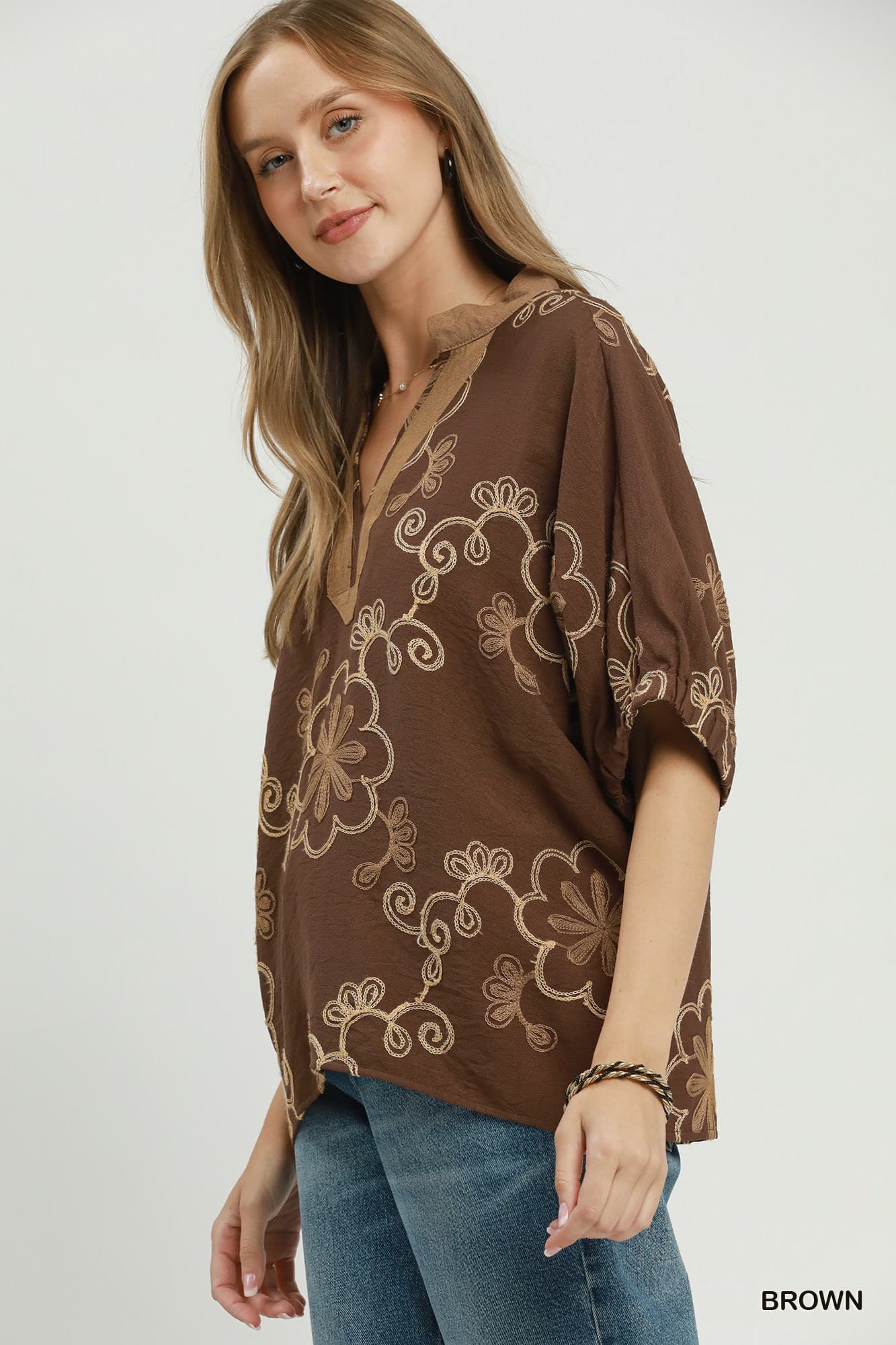 Cocoa Bloom Embroidered Blouse