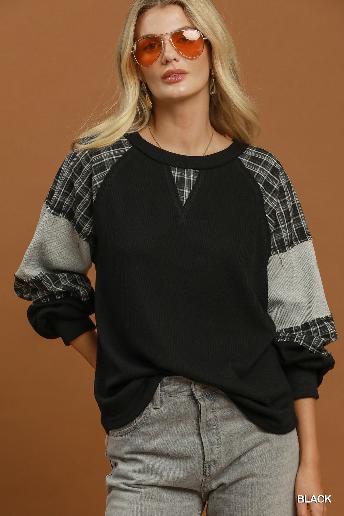 Plaid Patchwork Thermal Top 🖤