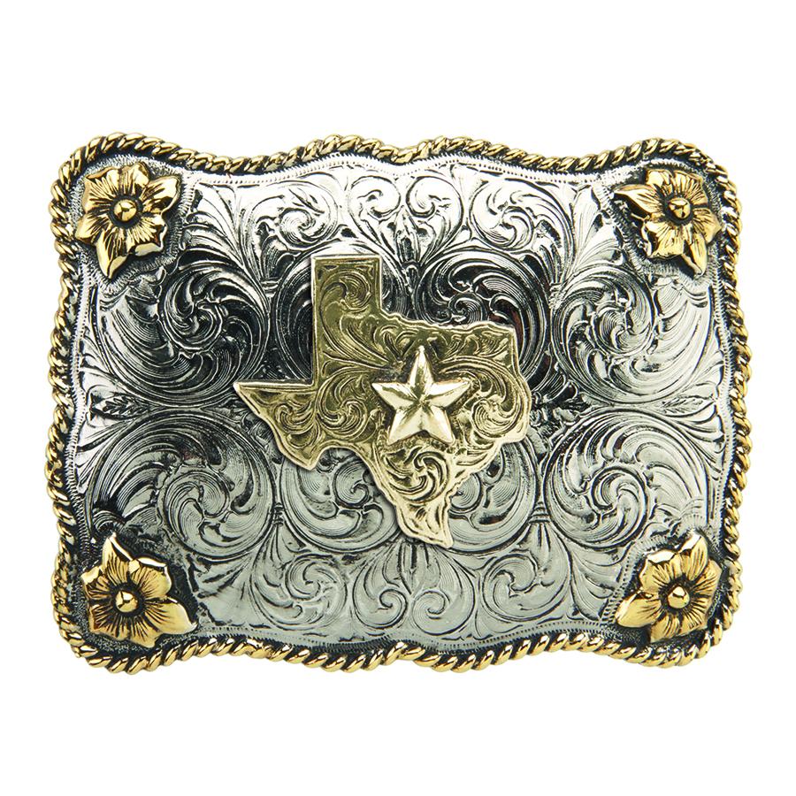 Scalloped Buckle Flowers and State  of Texas motif