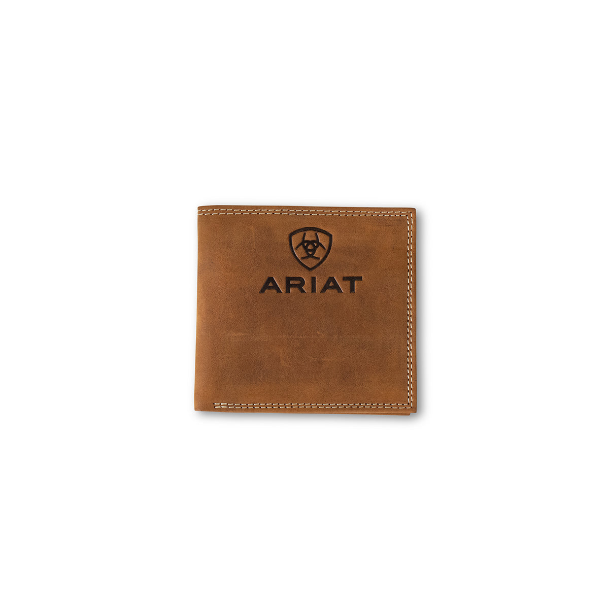 Ariat Men's Embossed Logo Brown Leather Bifold Wallet