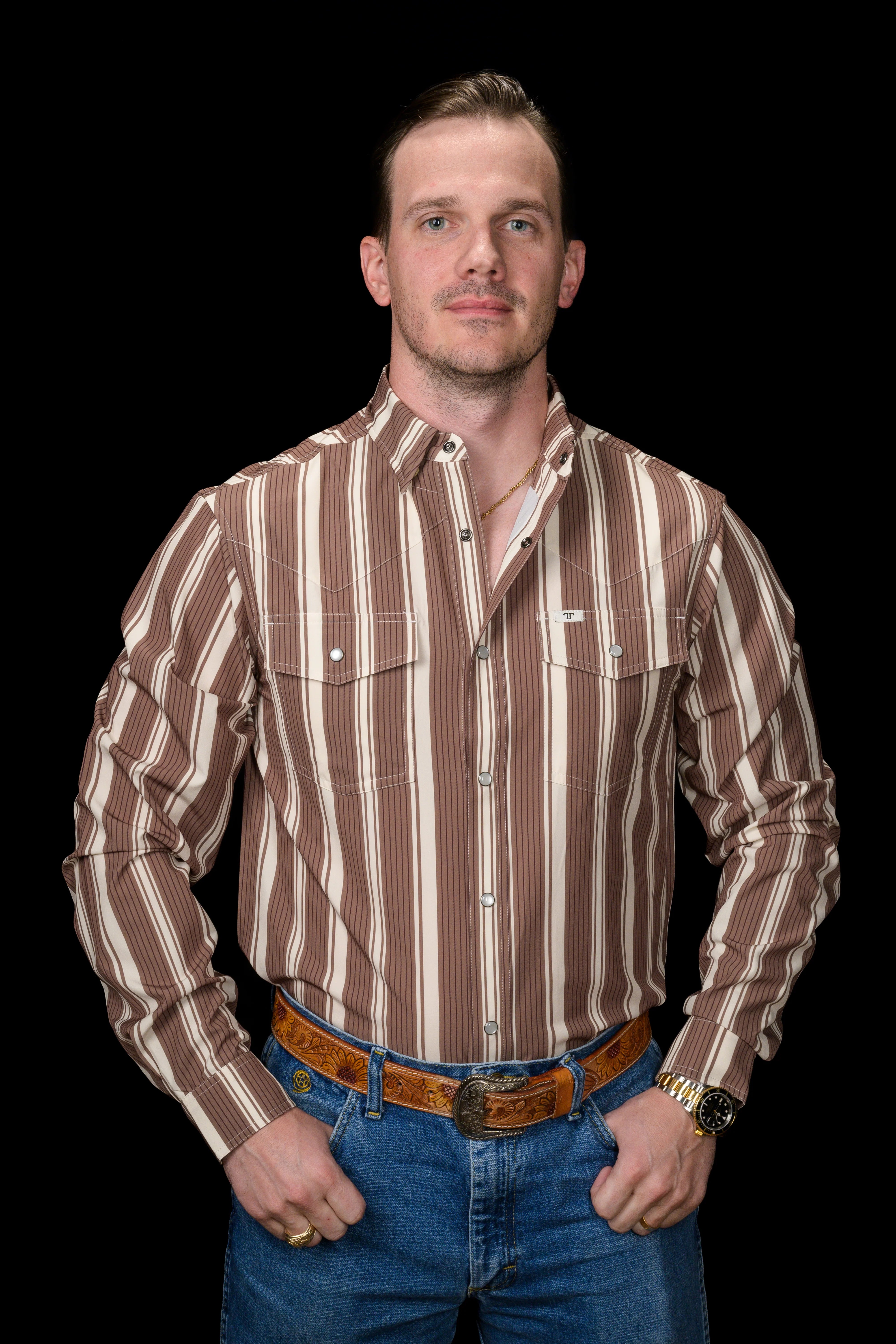 The Atlas in Brown - Long Sleeve Snap Shirt by Ferrell