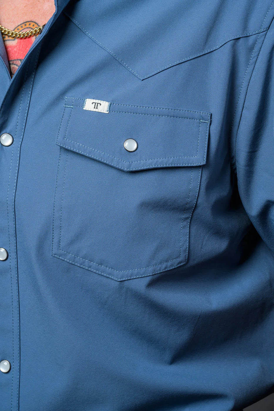 Blue Short Sleeve Pearl Snap Shirt by Ferrell