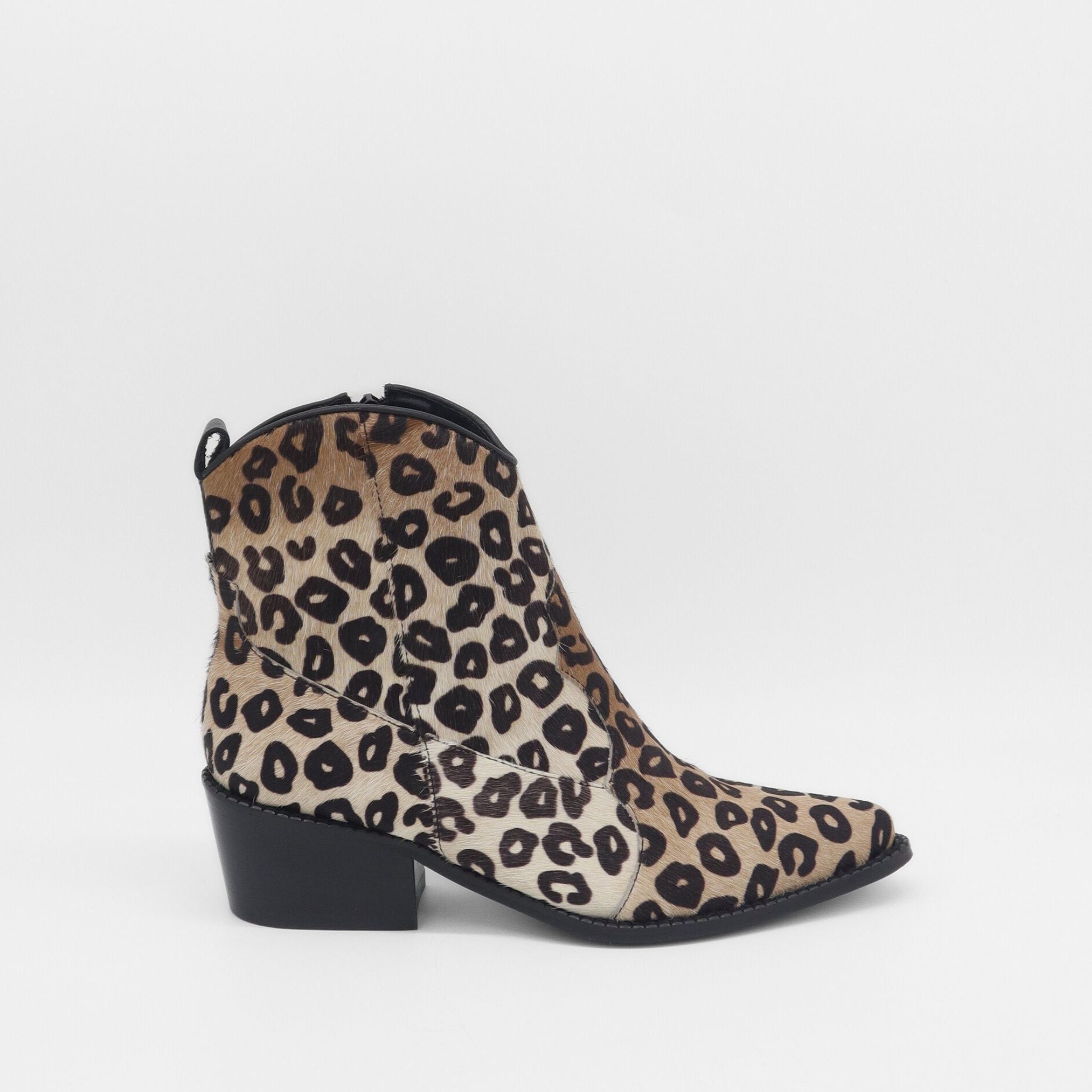 Leopard Print Cowhide  Western Booties