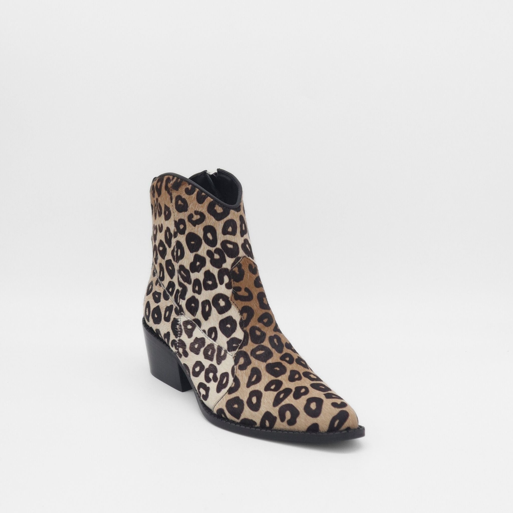 Leopard Print Cowhide  Western Booties