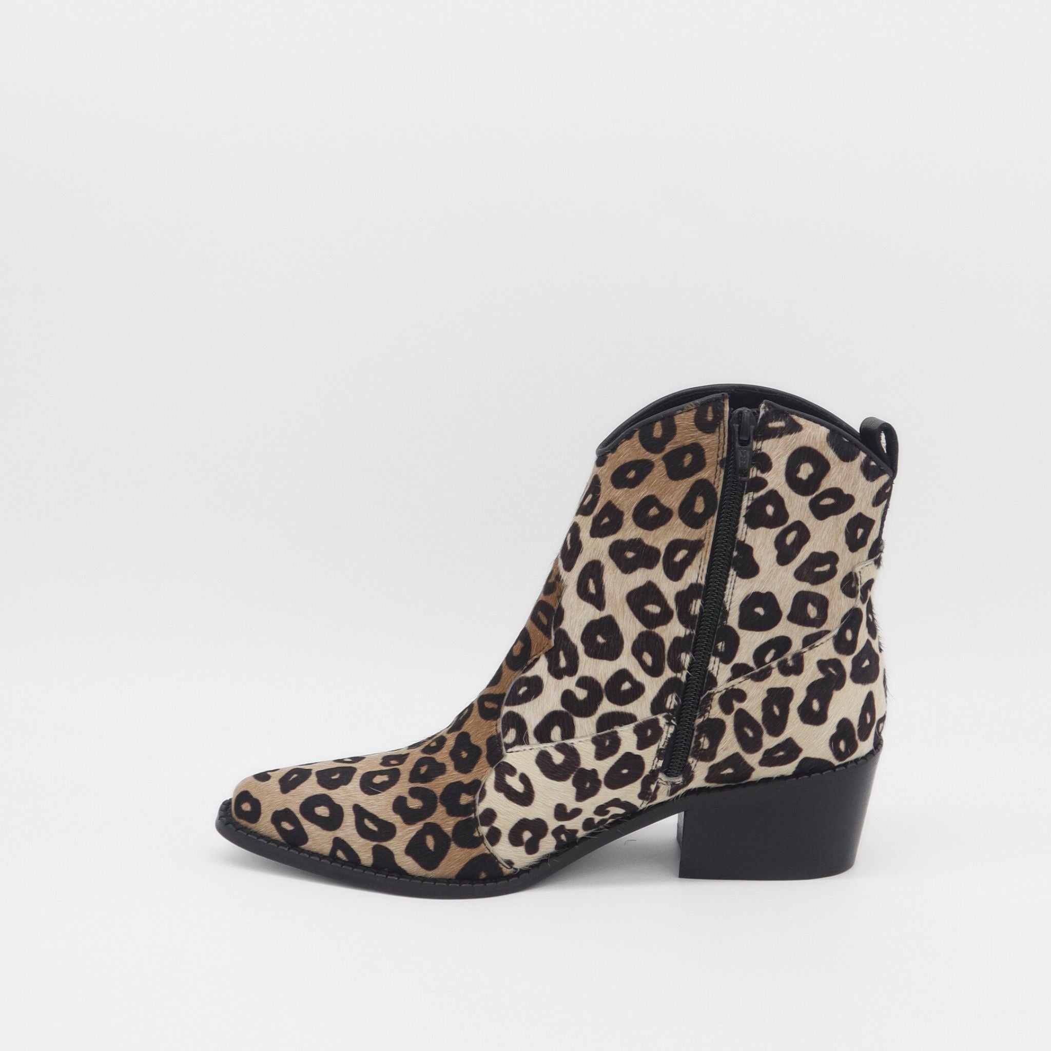 Leopard Print Cowhide  Western Booties