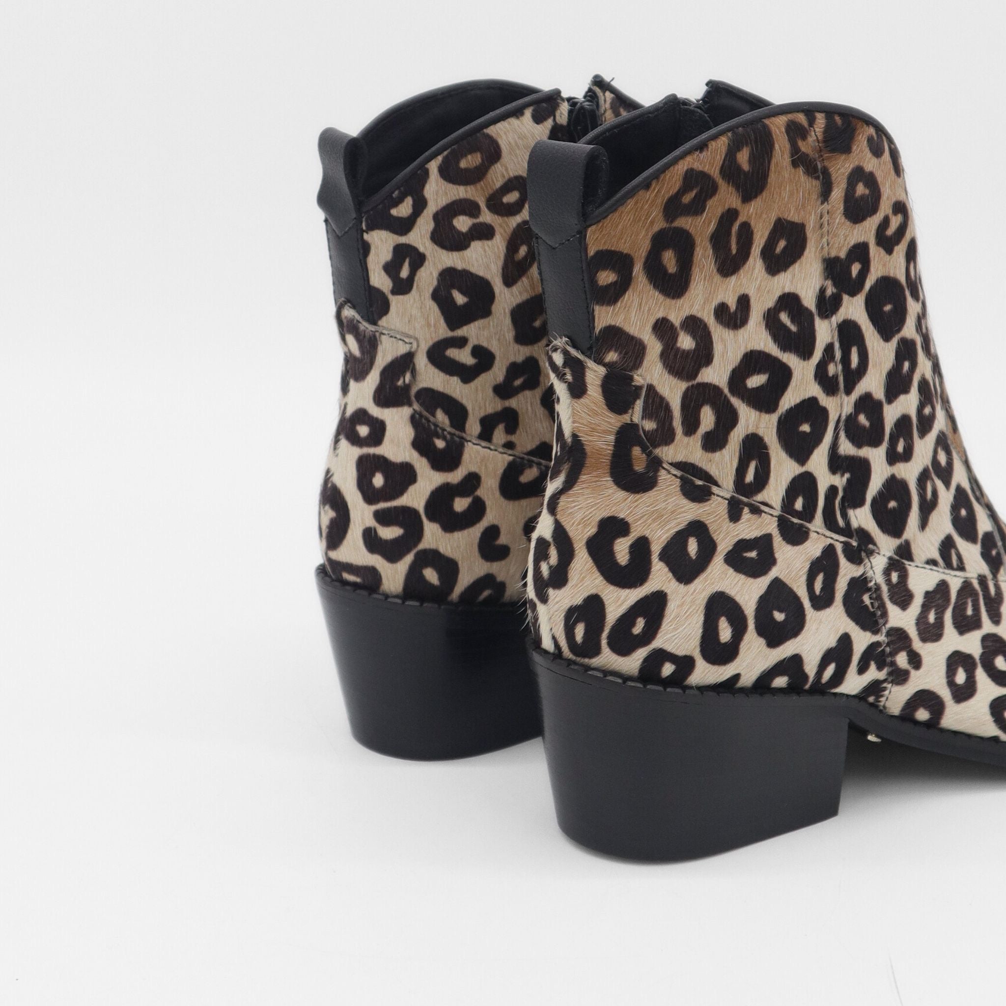 Leopard Print Cowhide  Western Booties