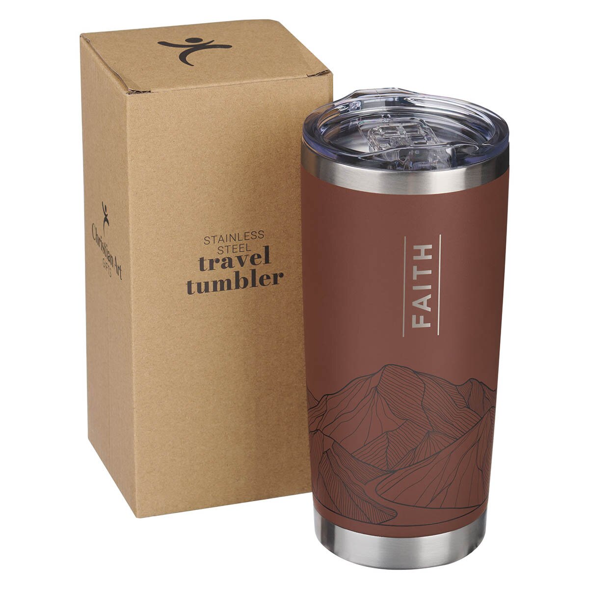 Faith Brown Stainless Steel Tumbler - Matthew 17:20