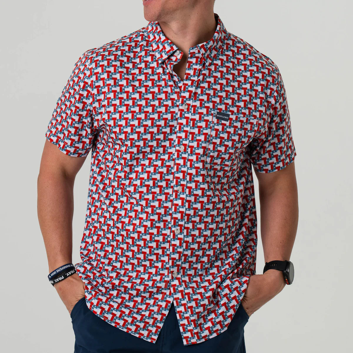 Performance Button Up-Texas Flags by Burlebo