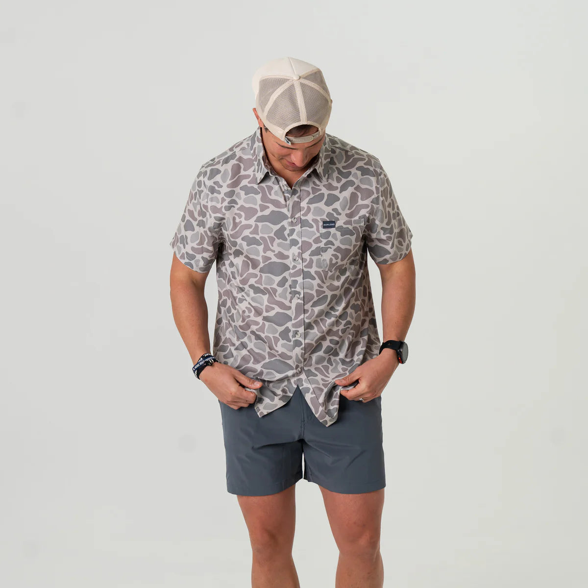 Performance Button Up- Classic Deer Camo by Burlebo