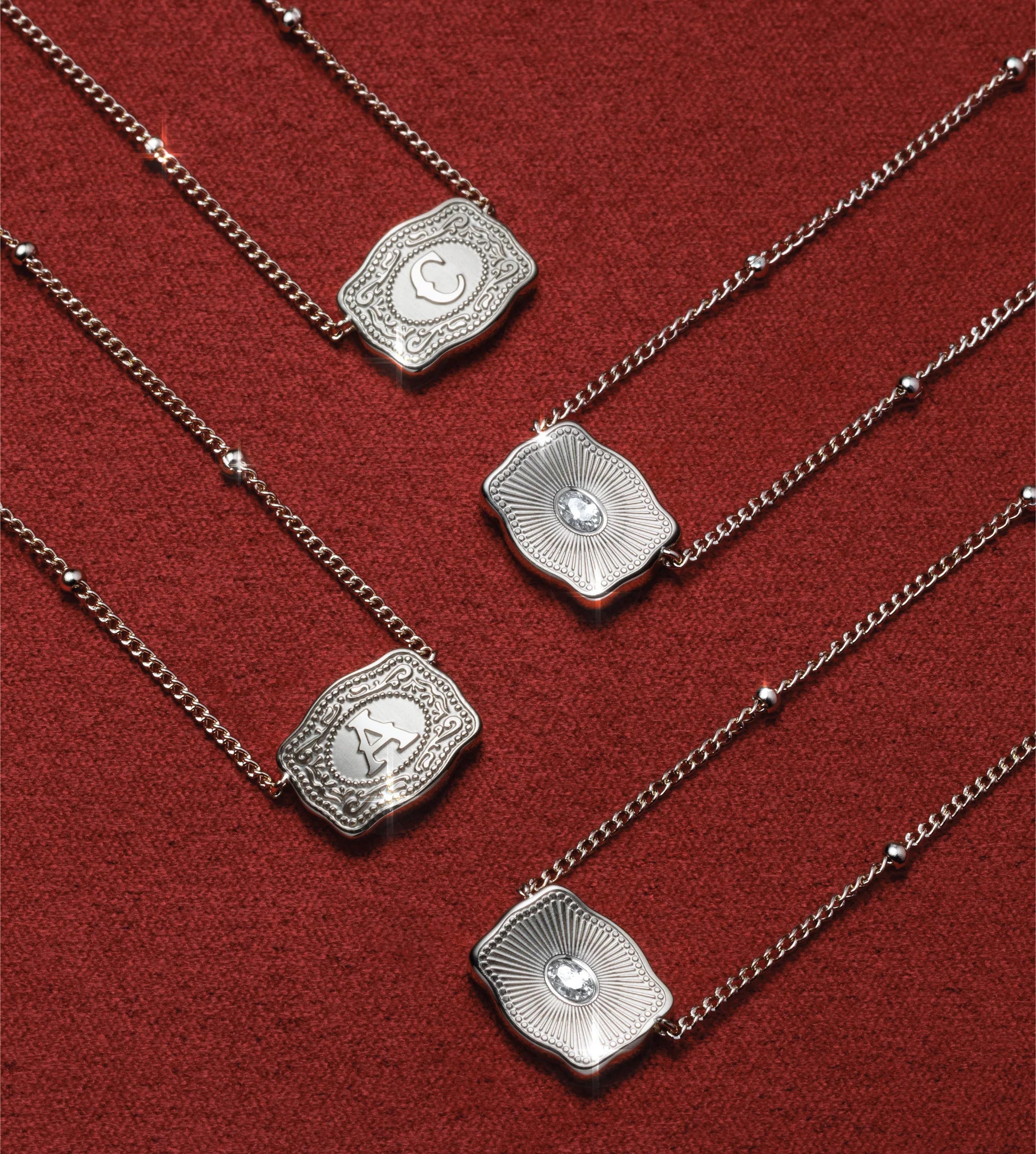 SpurWest Ultra Mini Belt Buckle Initial Necklace- Silver