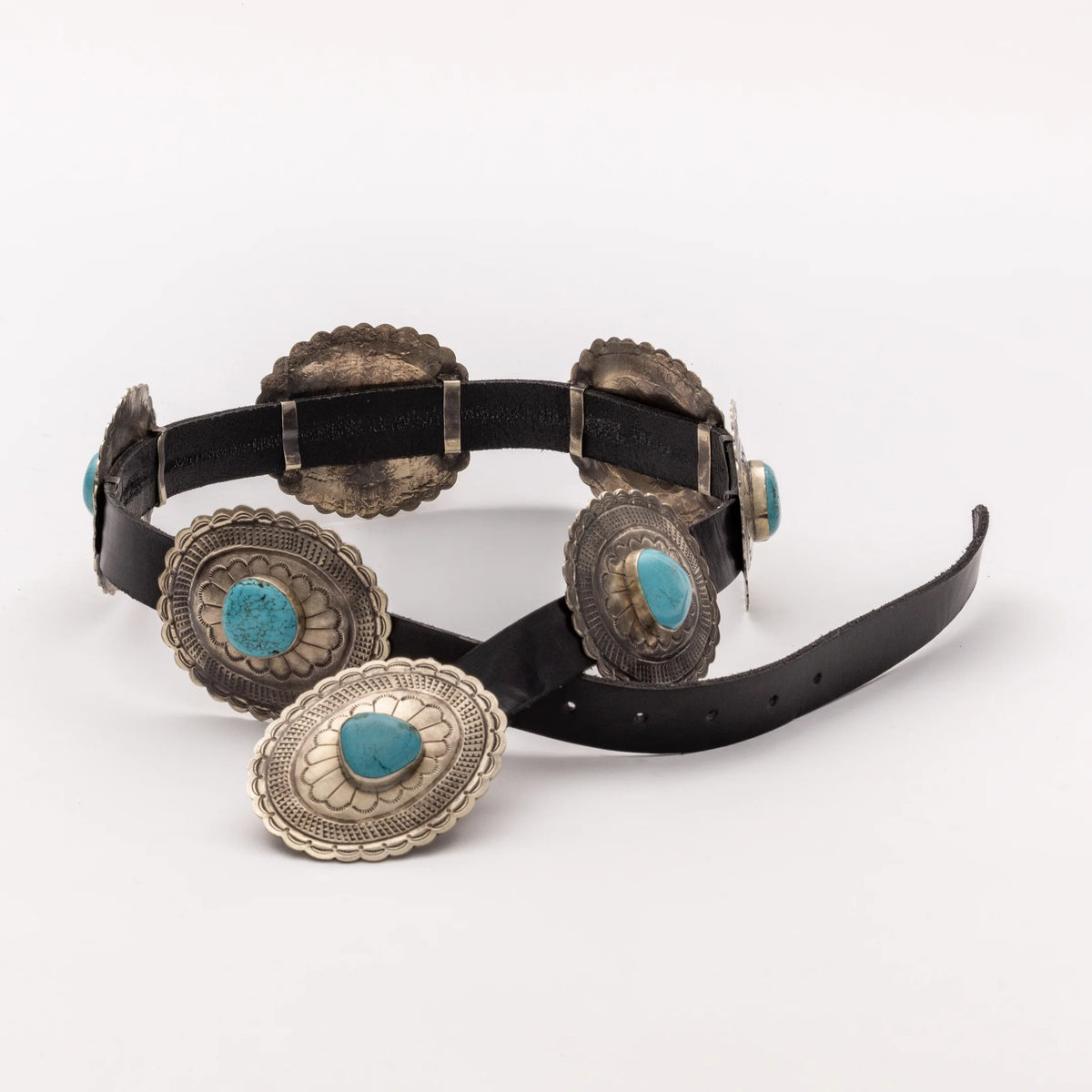 Rustic Vintage Silver & Turquoise Statement Concho Belt