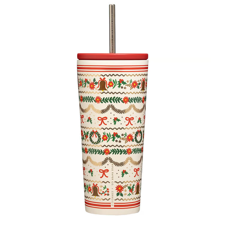 Corkcicle & Rifle Paper 24oz Cold Cup/ Holly Jolly