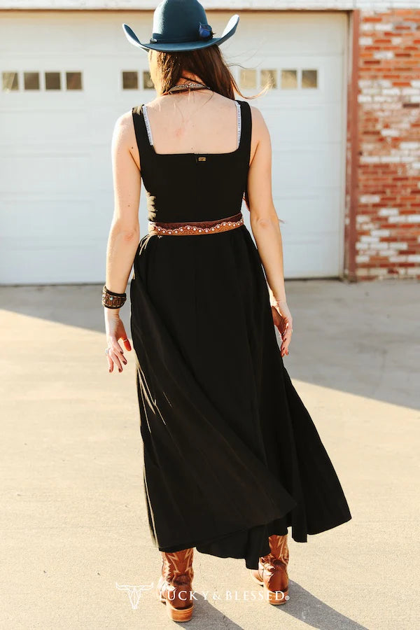 Western Belle Black Maxi Dress