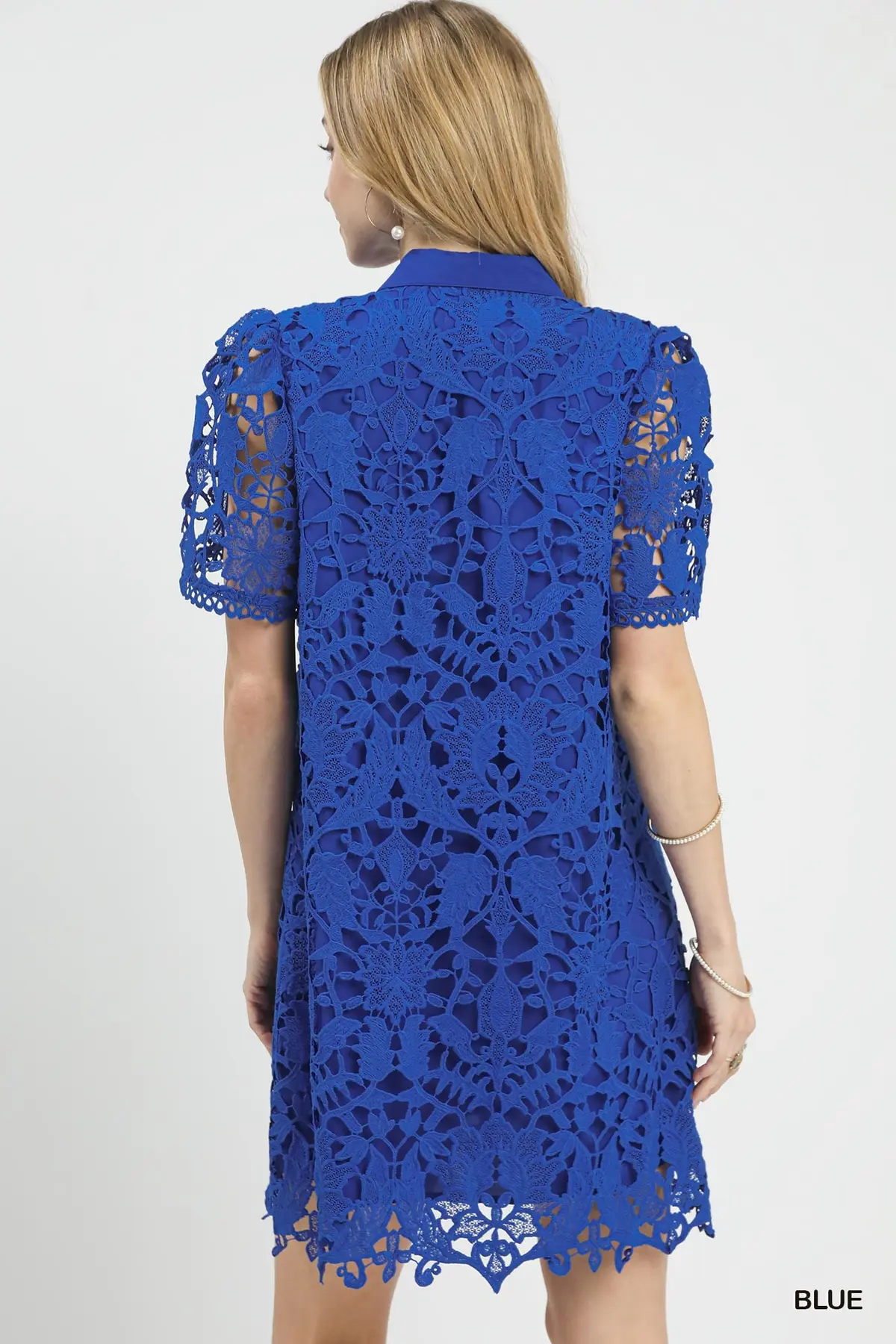 Royal Bloom Overlay Lace Mini Dress