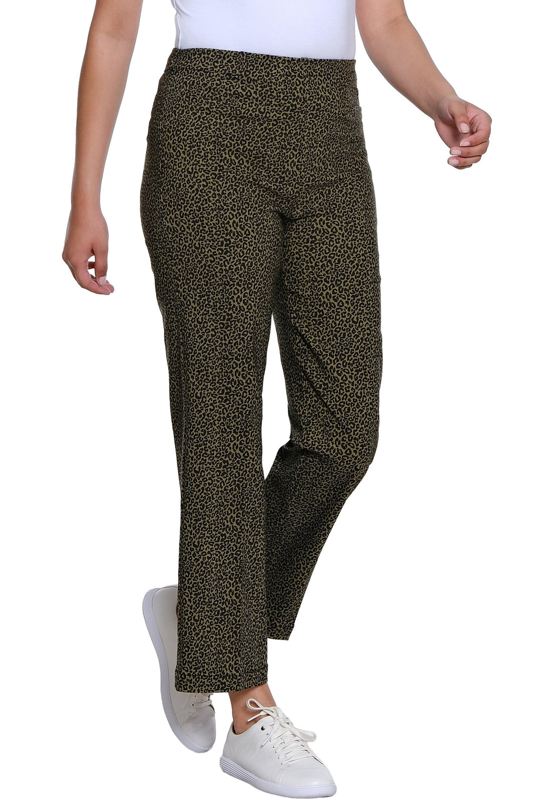 Olive Green/Black  Wide Leg Elastic Waist Ankle Pants by Multiples
