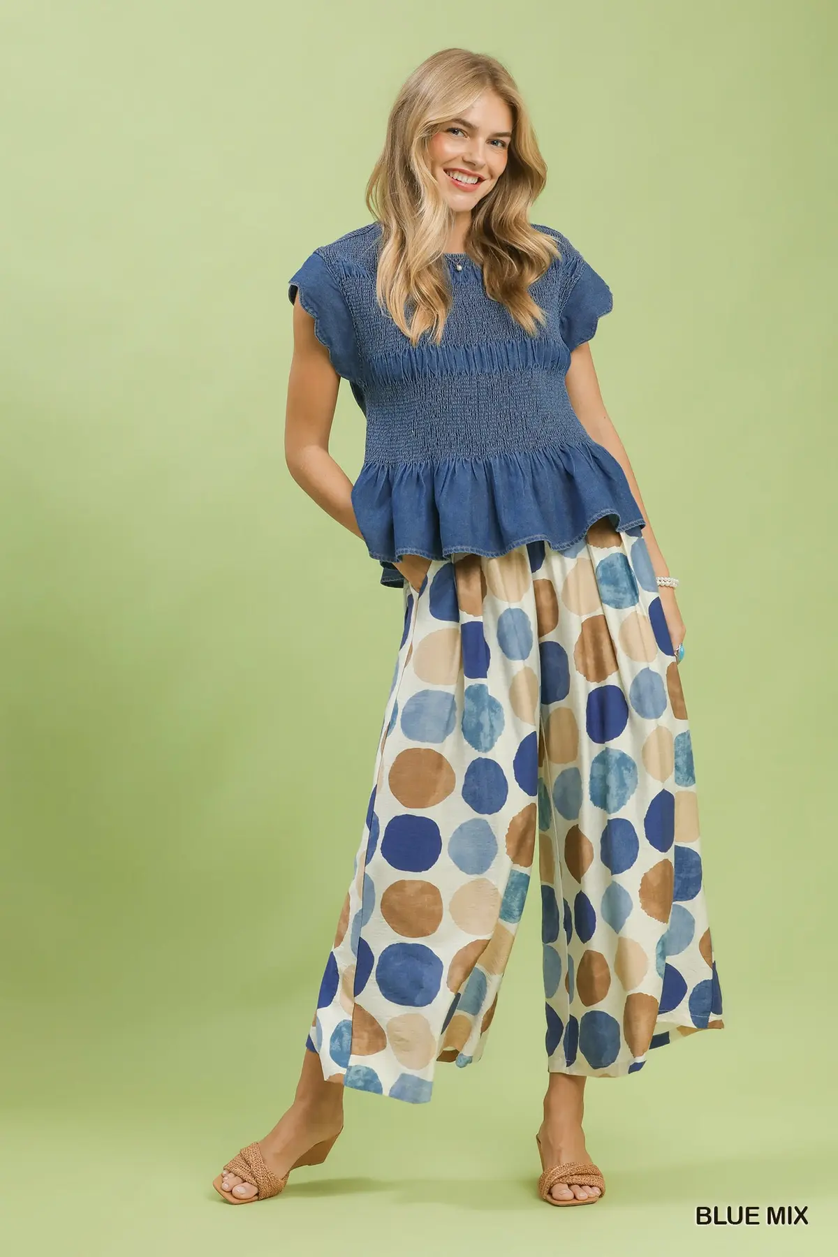 Painted Dot Wide Leg Pants 💙
