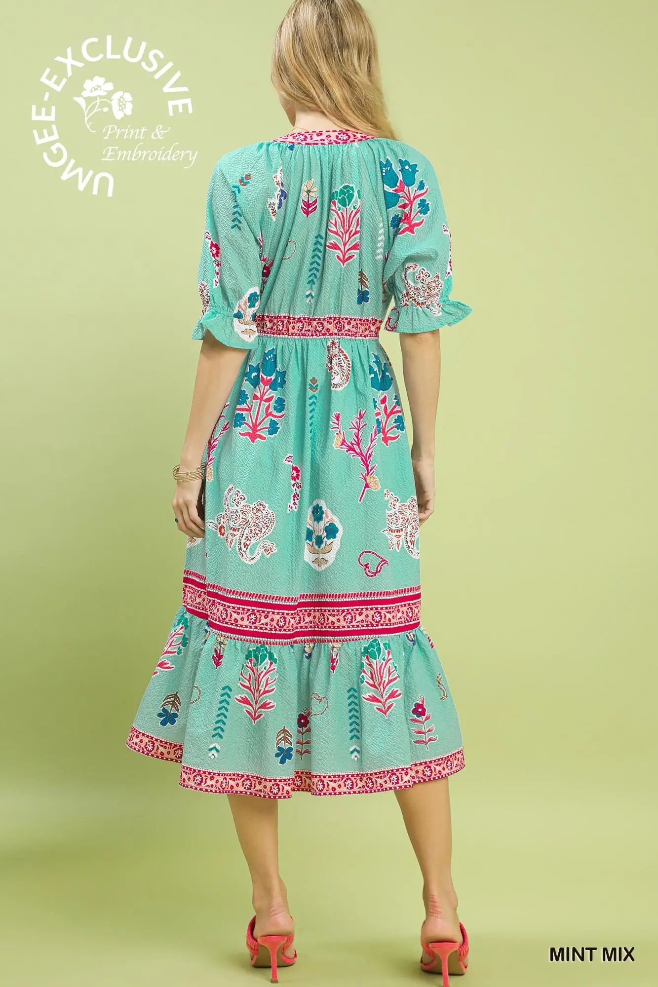 Mint Floral Midi Dress