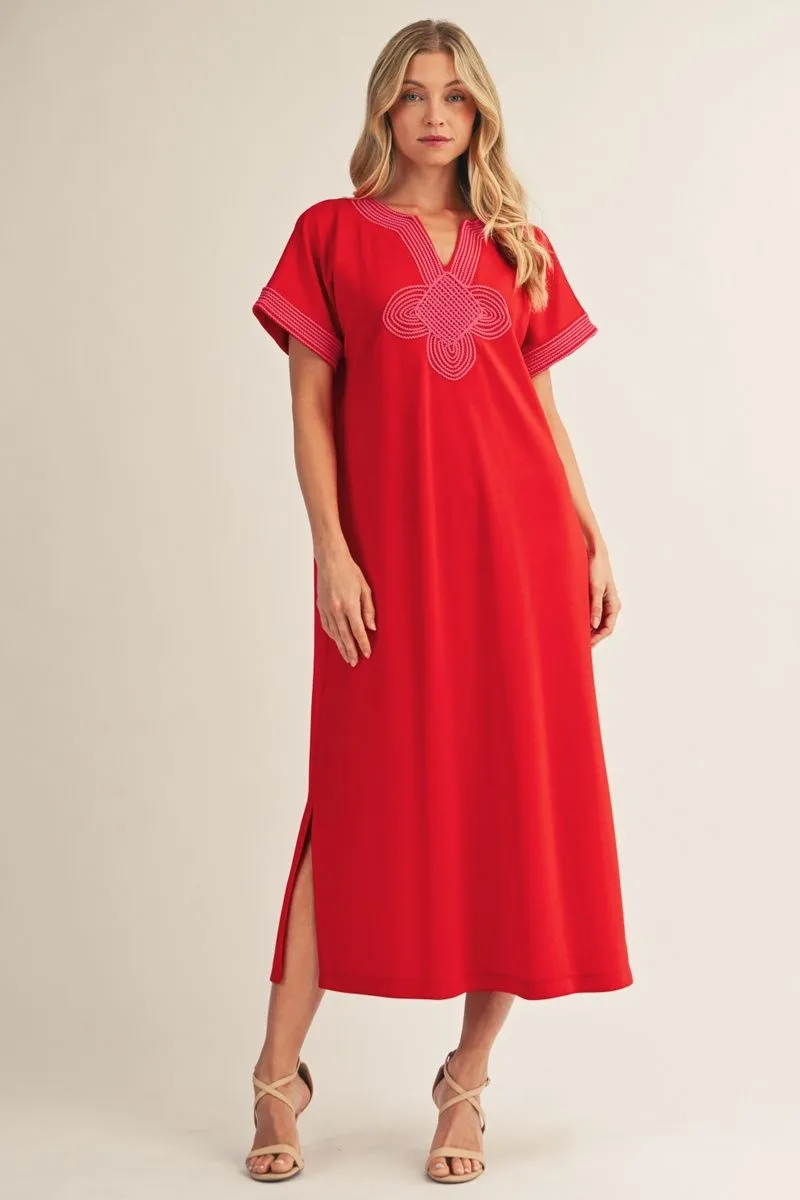 Scarlet Stroll Embroidered Midi Dress