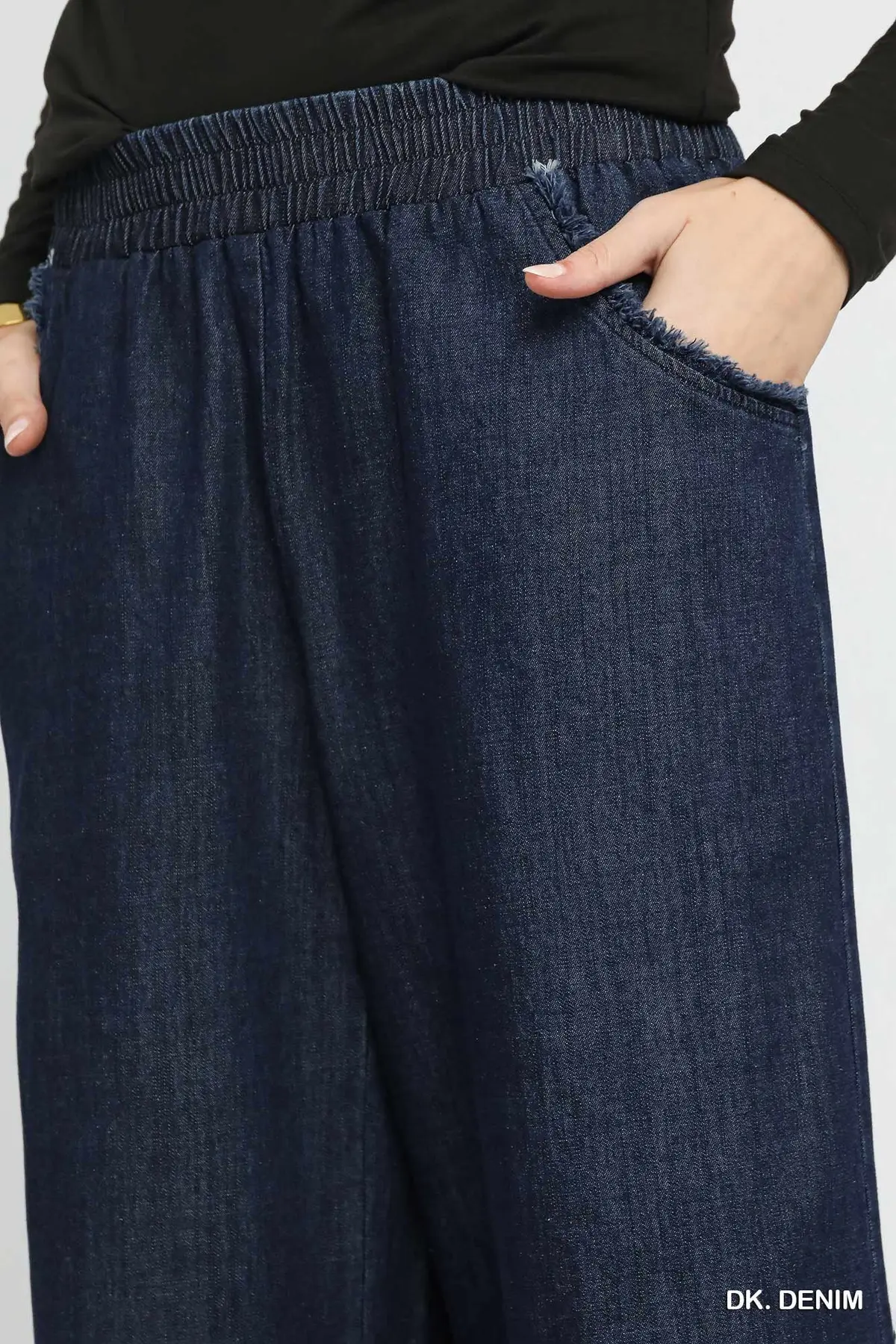Frayed Hem Wide Leg Denim Pants 👖