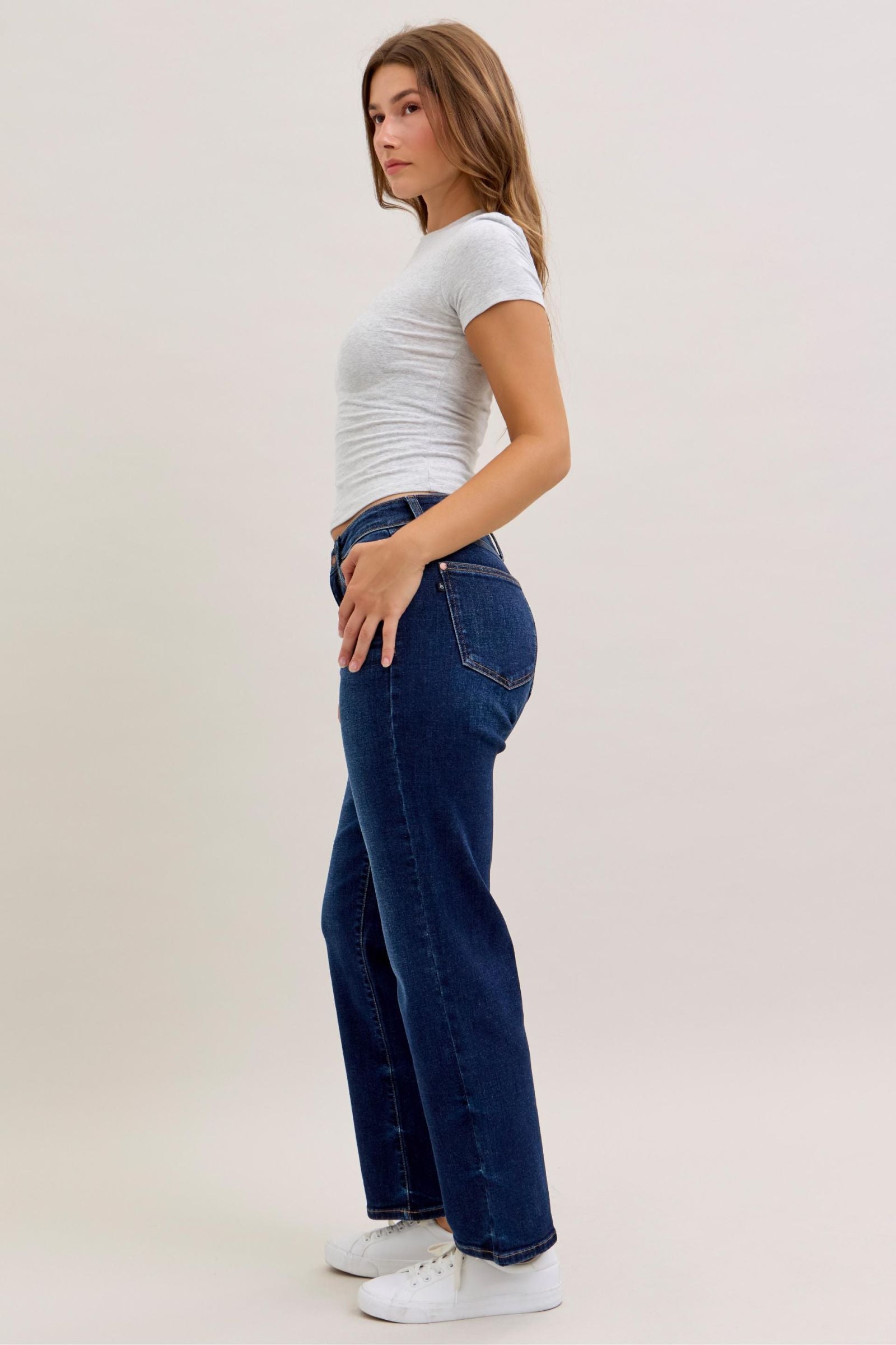 Judy Blue Mid Rise Straight Jeans 30" Inseam