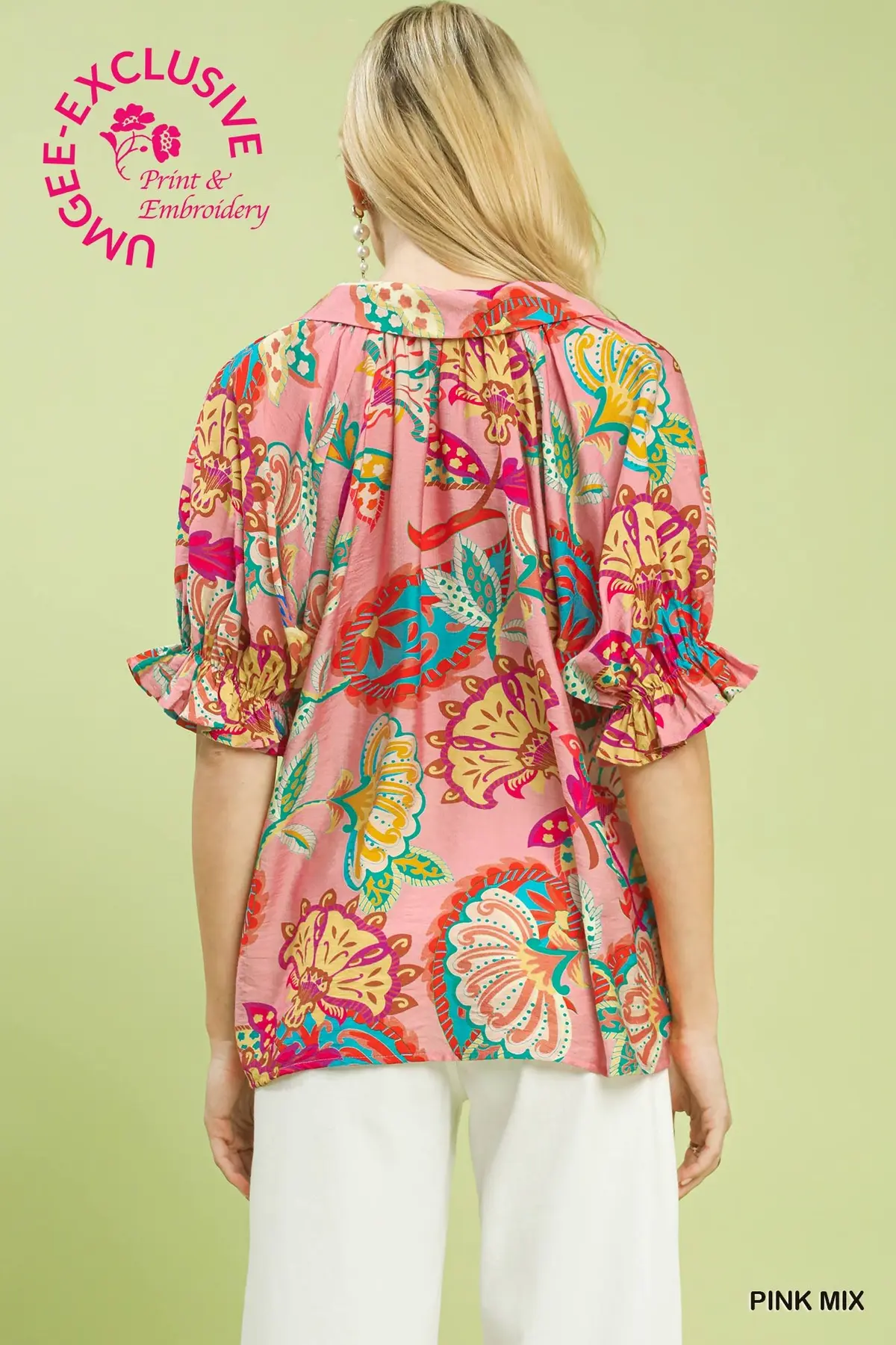 Pink Mix Paisley V-Neck Top