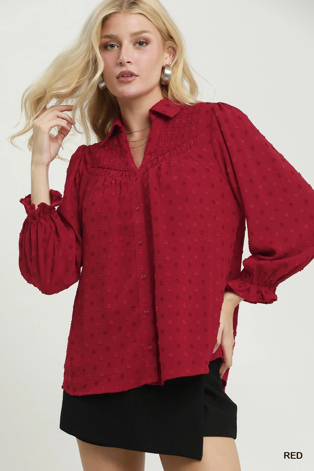 Holiday Charm Swiss Dot Blouse ❤️🎄