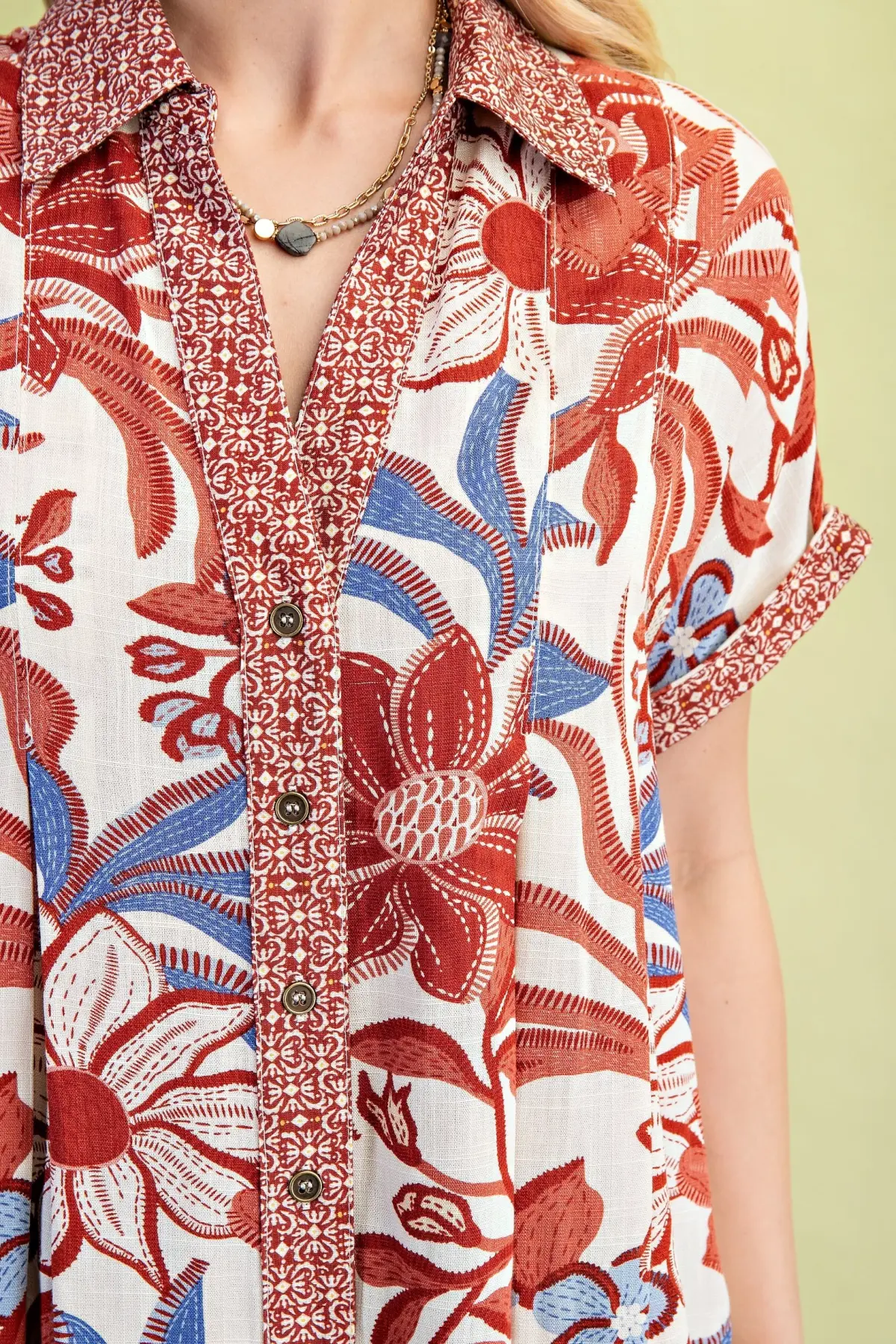 Americana Garden Button-Down Blouse
