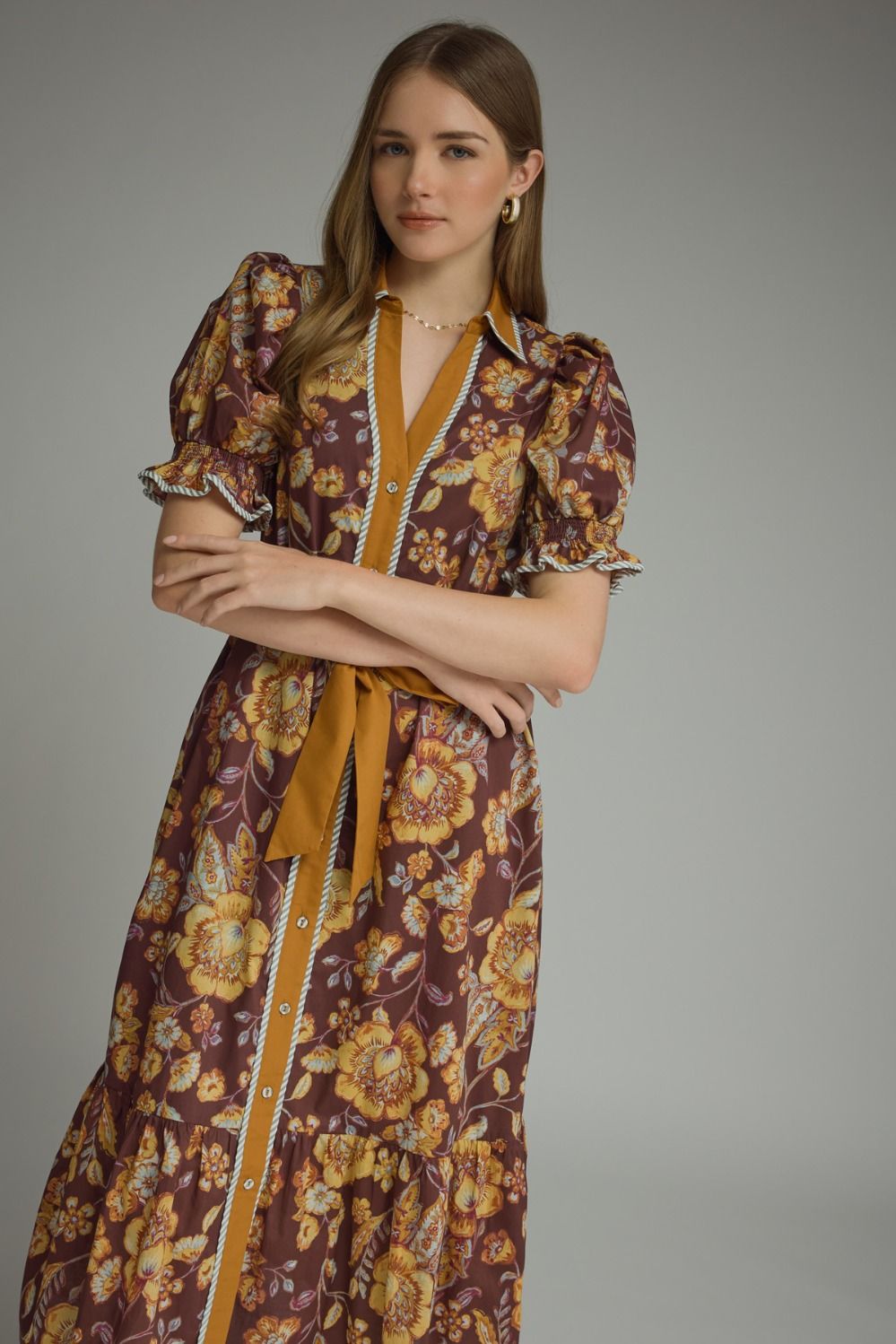 Autumn Bloom Belted Midi Dress 🍂🌼