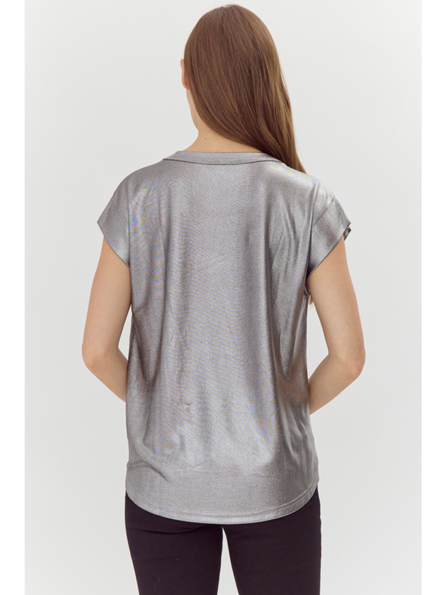 Silver Metallic Knit Top