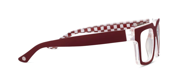 Louie Dark Red Check- Peepers Reading Glasses