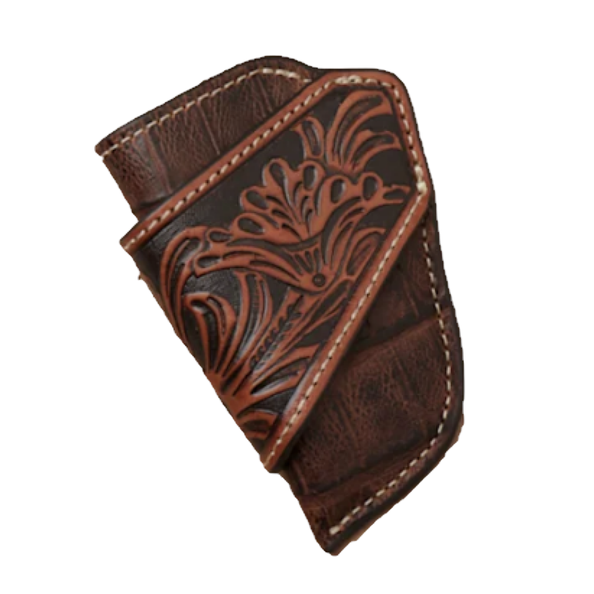 3D Brown Crocodile Printed Leather Draw Knife Sheath