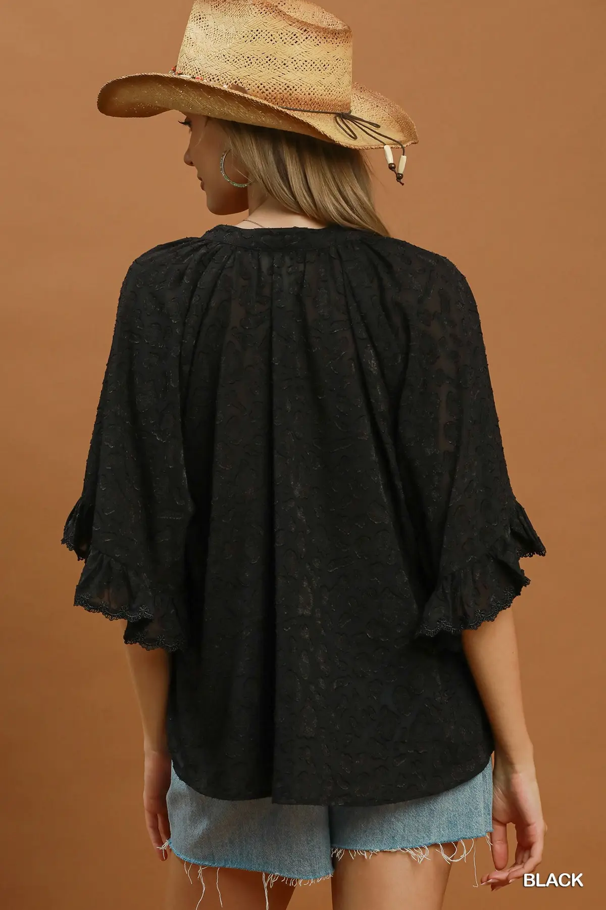 Black Velvet Animal Print Blouse