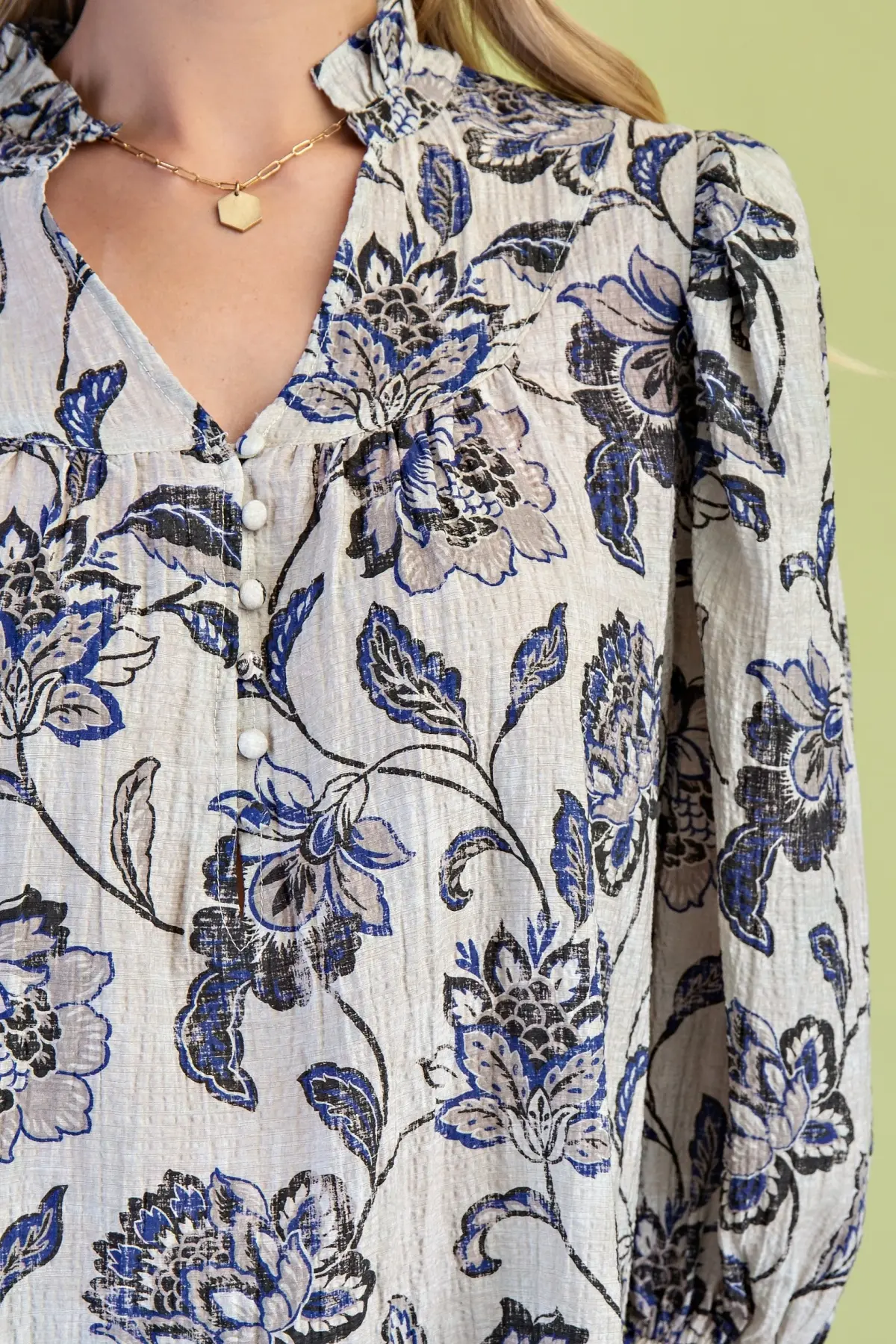 Blue Willow Floral Blouse