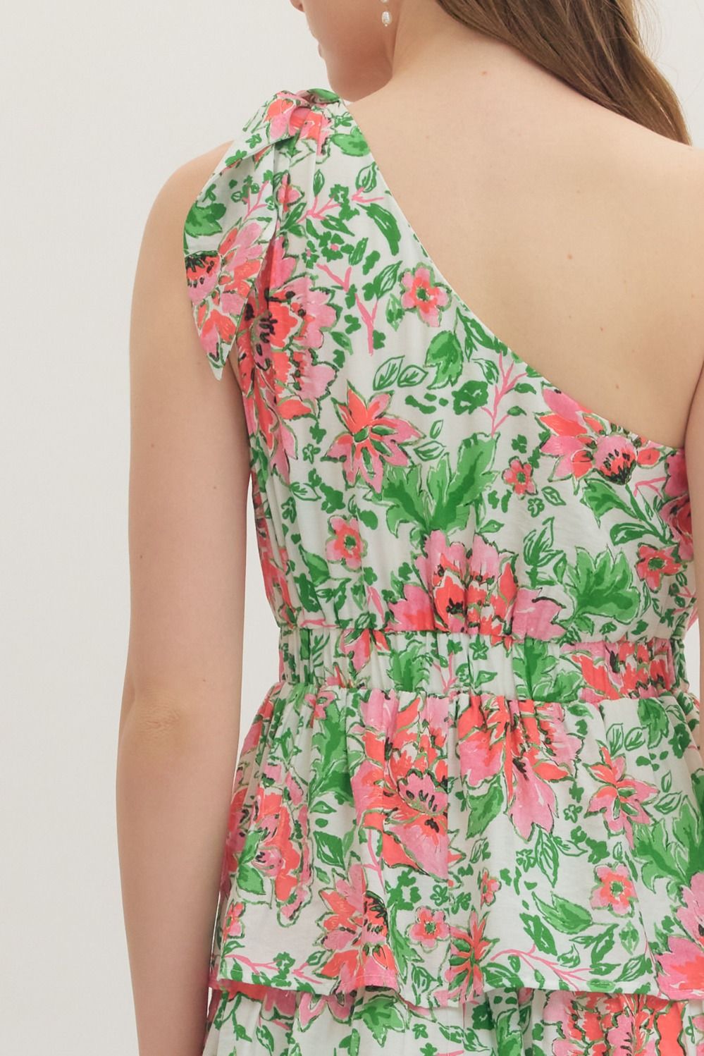 Summer Floral One Shoulder Midi Dress