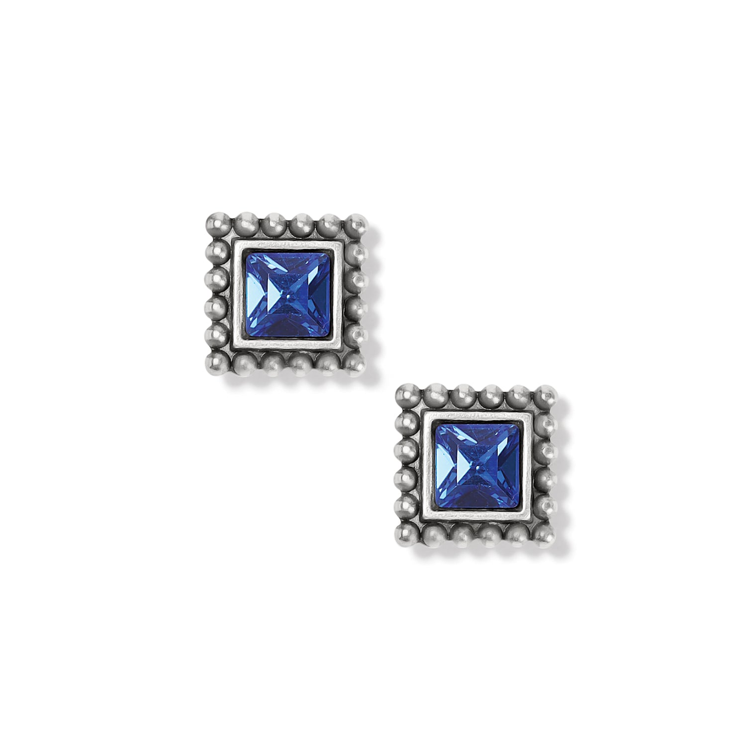 Sparkle Square Mini Post Earrings/Silver-Blue