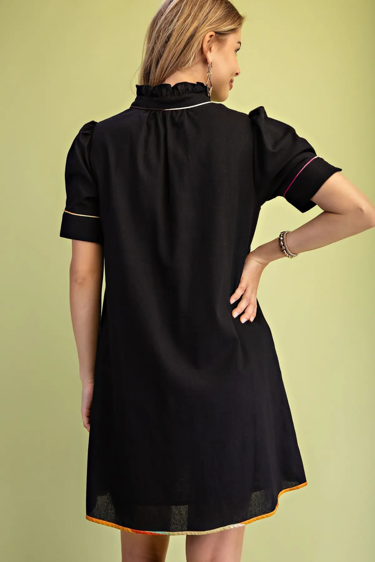 Midnight Mosaic Appliqué Mini Dress