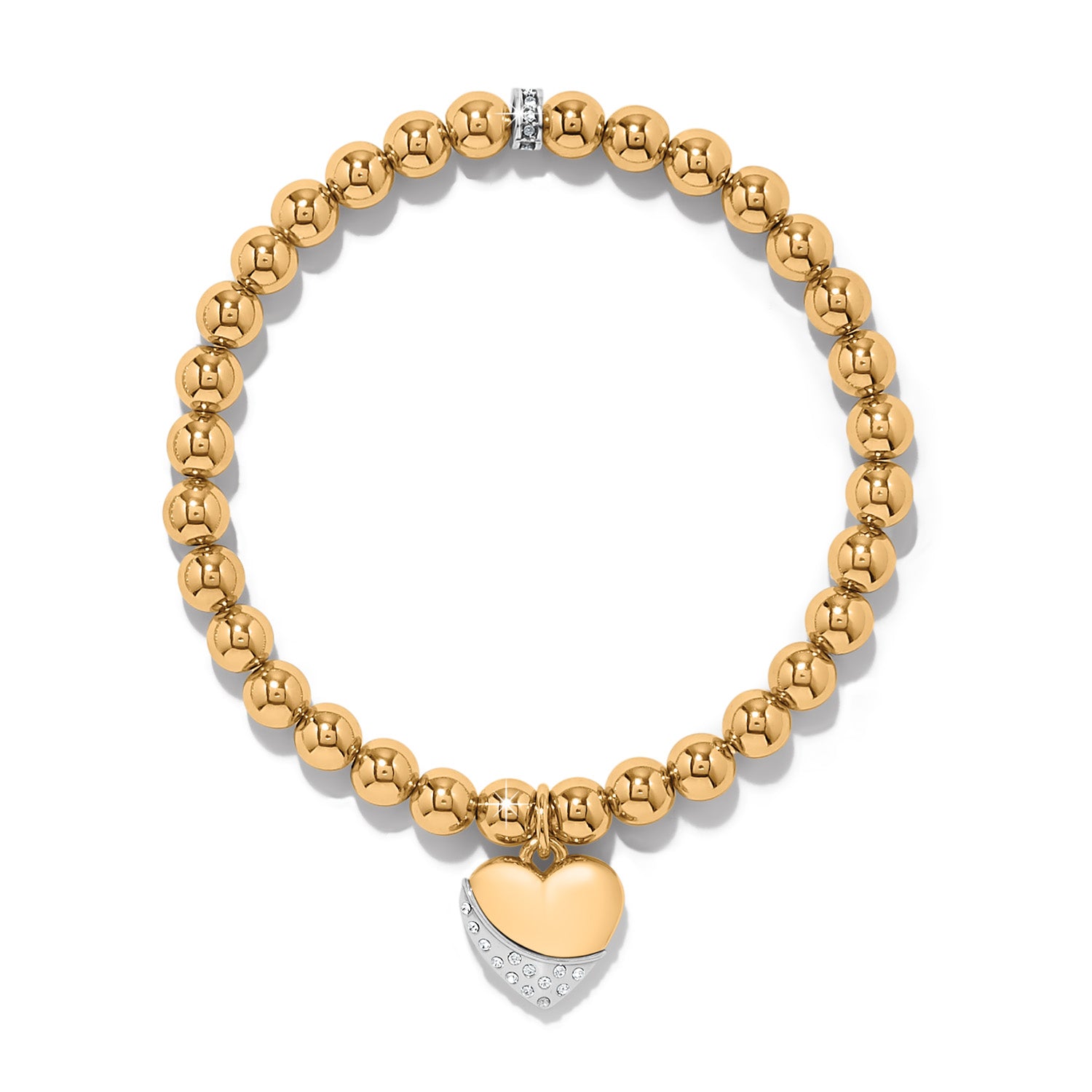 Meridian Petite Wave Heart Stretch Bracelet/Gold