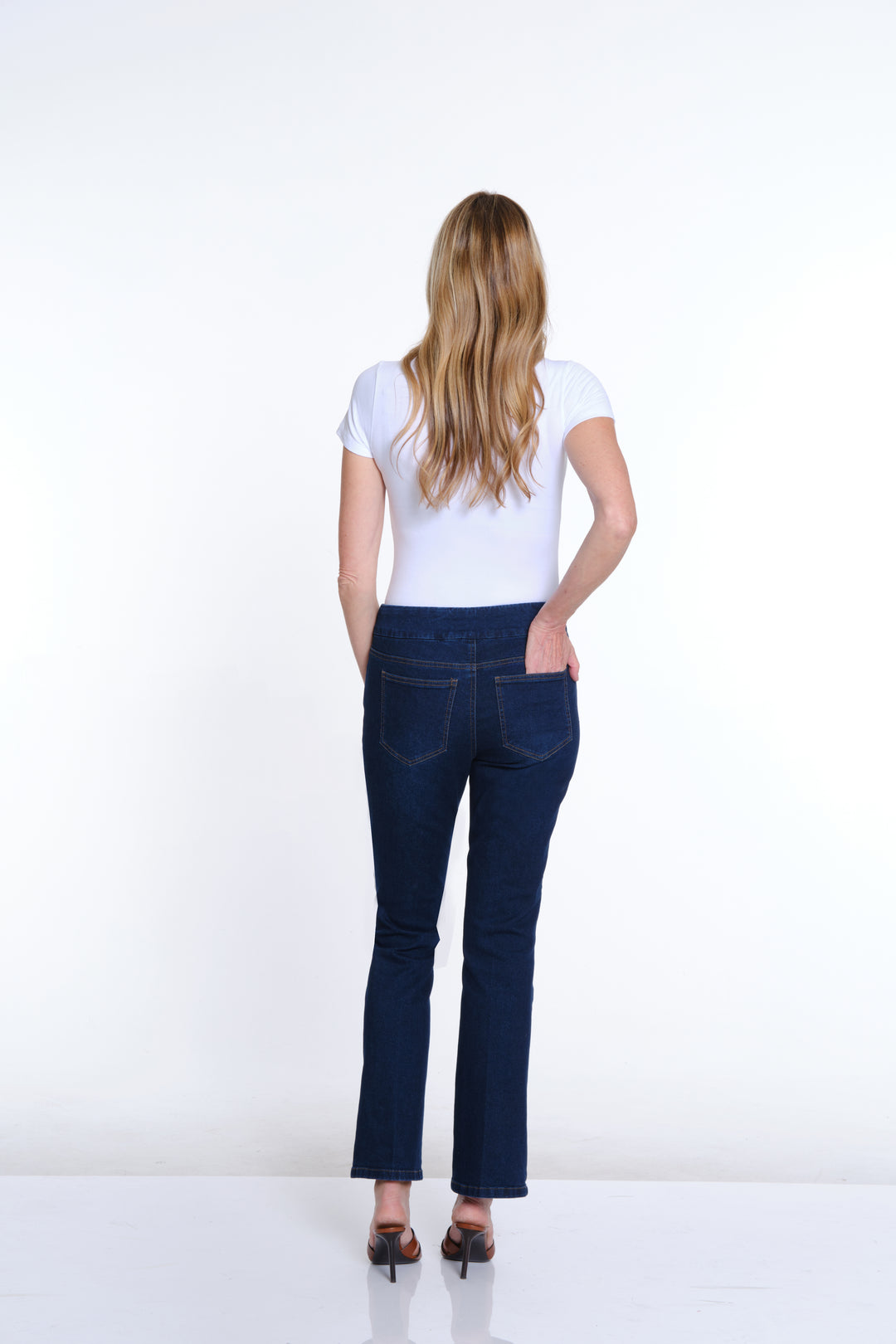 Slimsation Denim FLARE LEG Pull On Ankle JEANS w/ Pockets