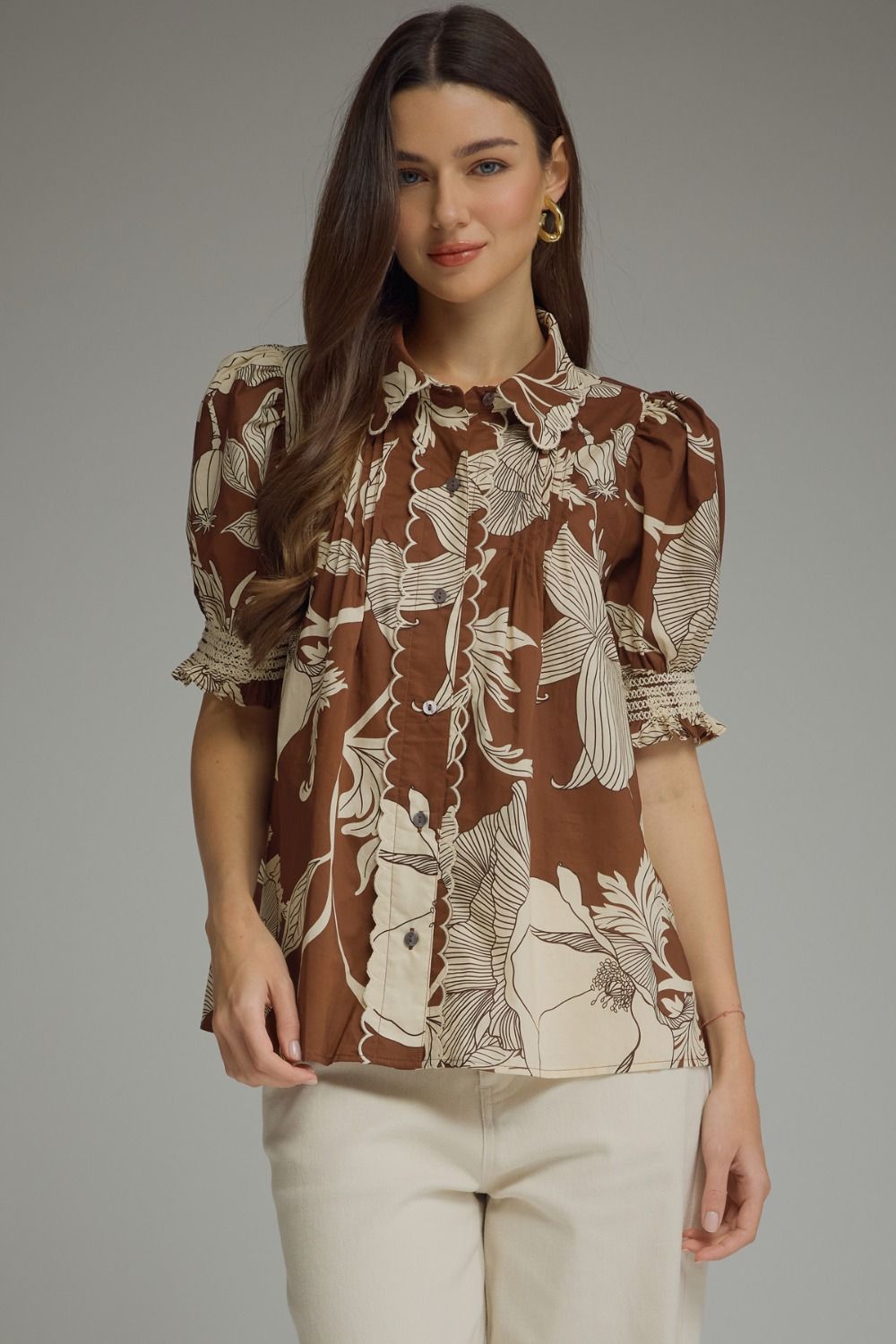 Cocoa Garden Scallop Top 🤎🌿