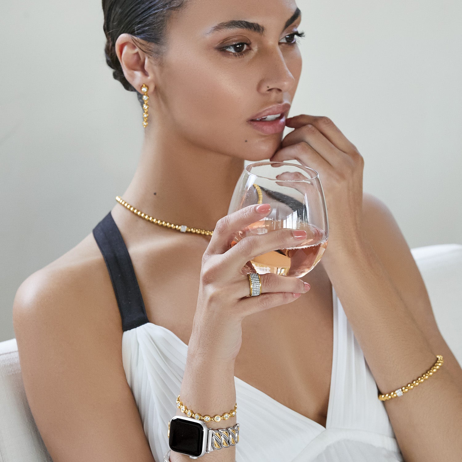 Meridian Petite Beads Station Necklace/Gold