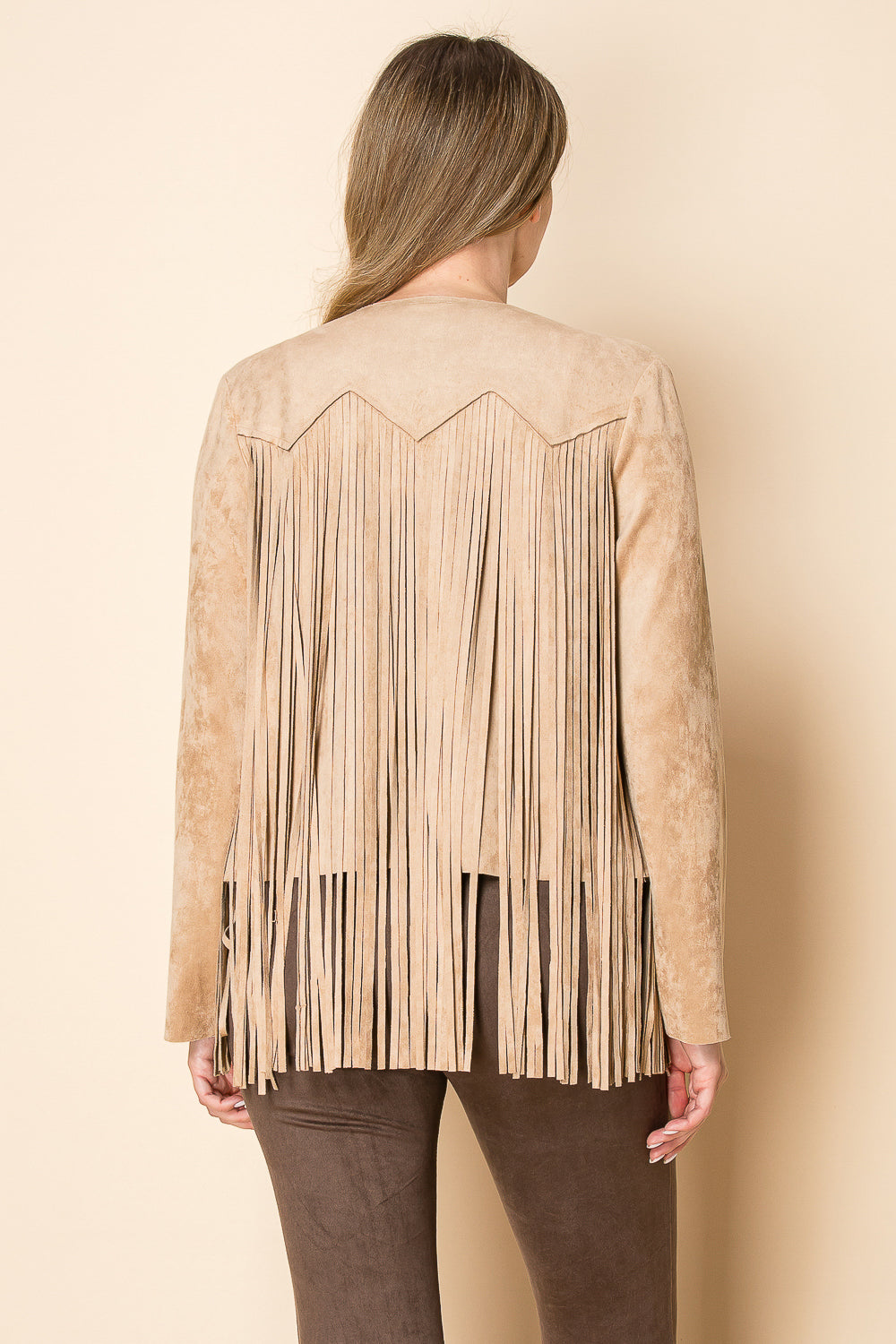 Taupe Fringe Studded Jacket