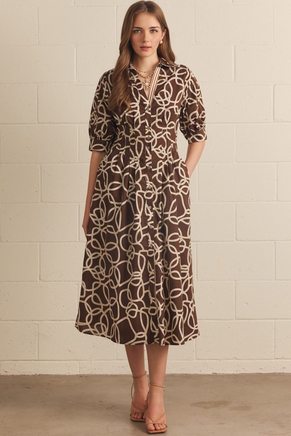 Espresso Swirl Midi Dress 🤎✨