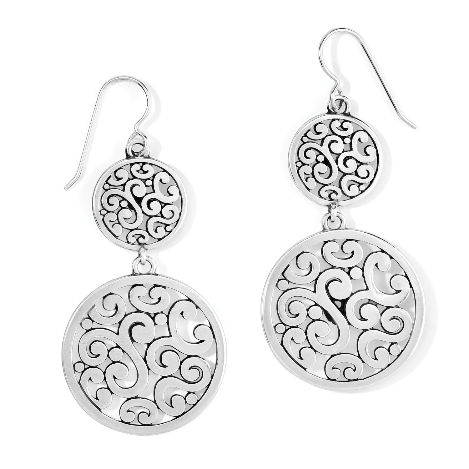 Contempo Medallion Duo French Wire Earrings - Silver